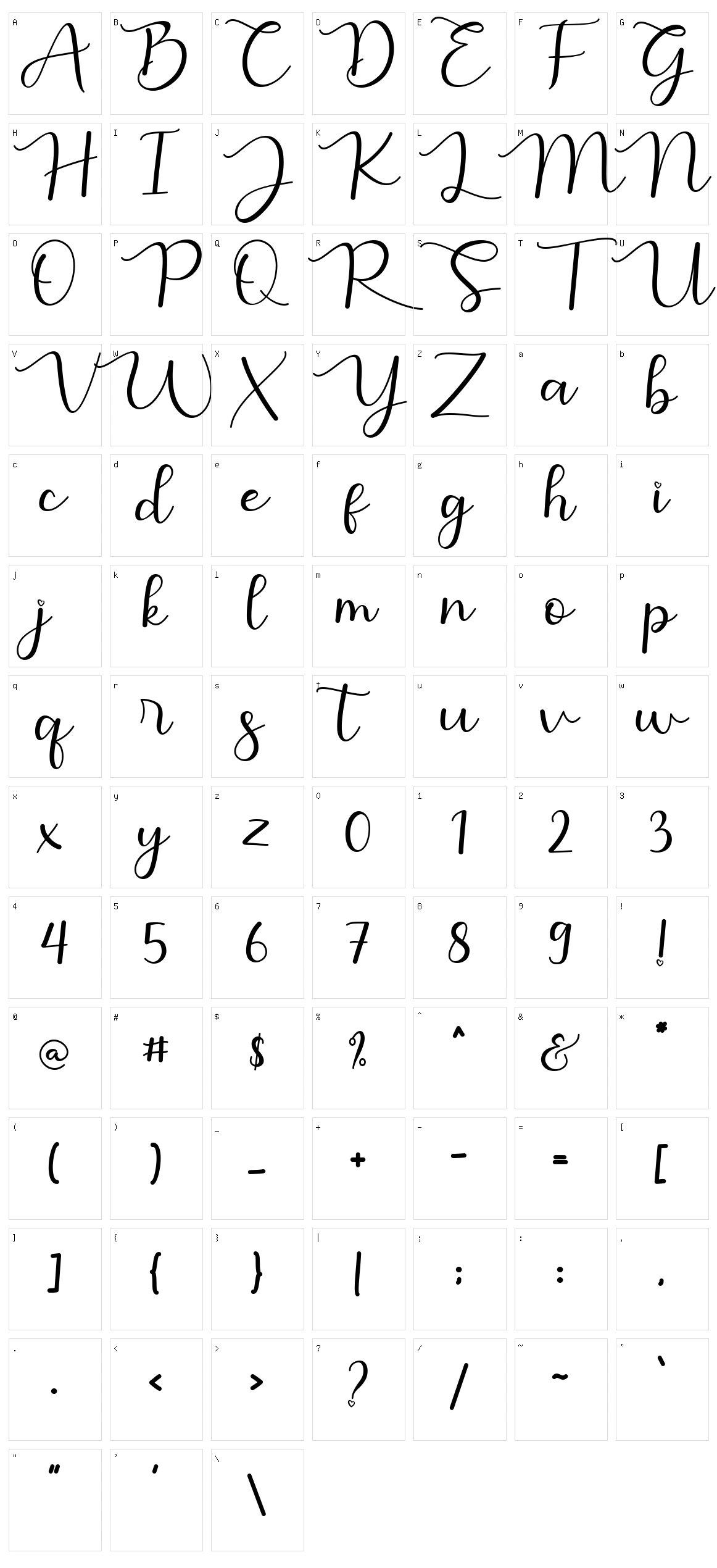 Janiella Character Set