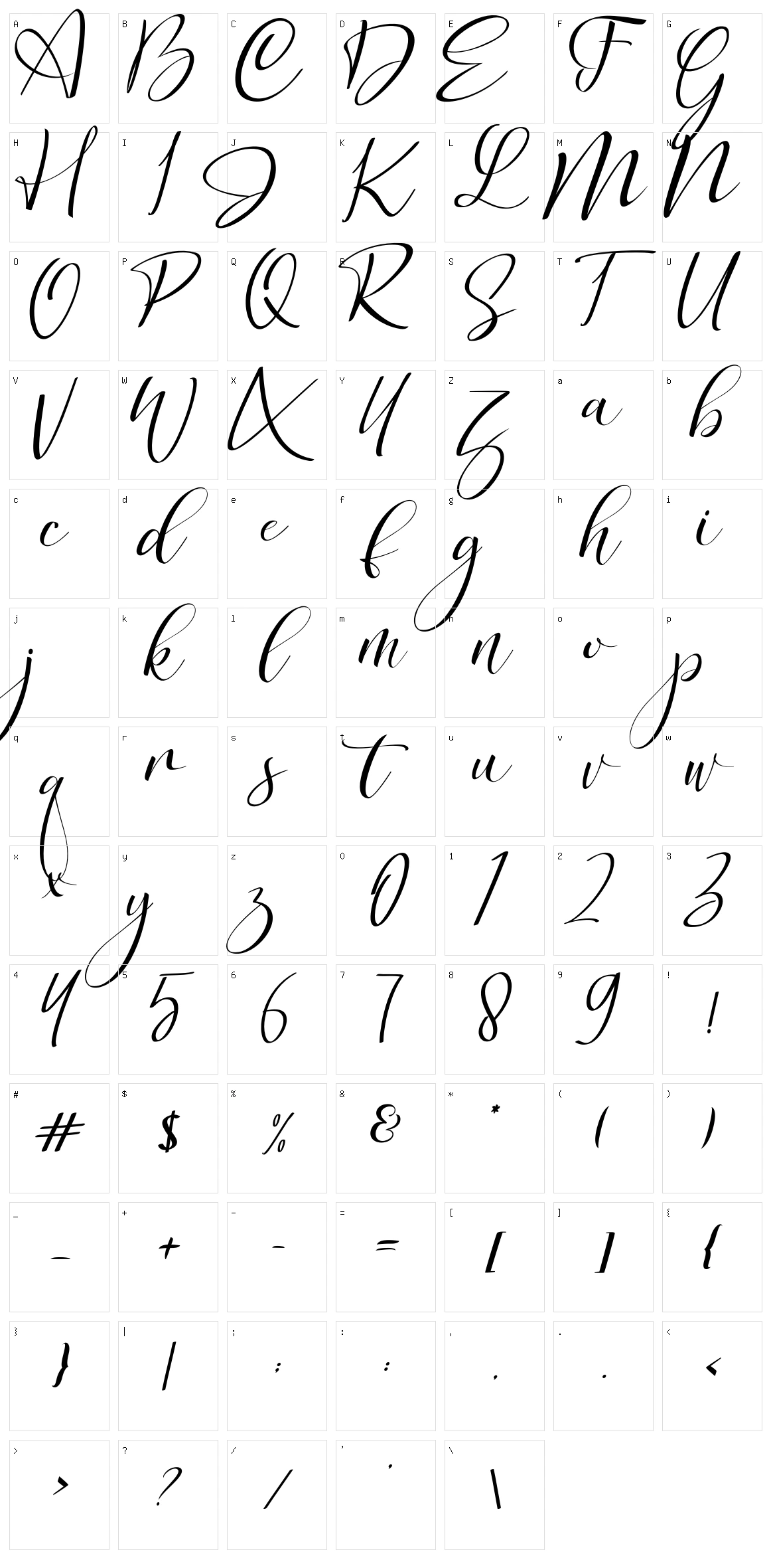 Jartifisa Character Set