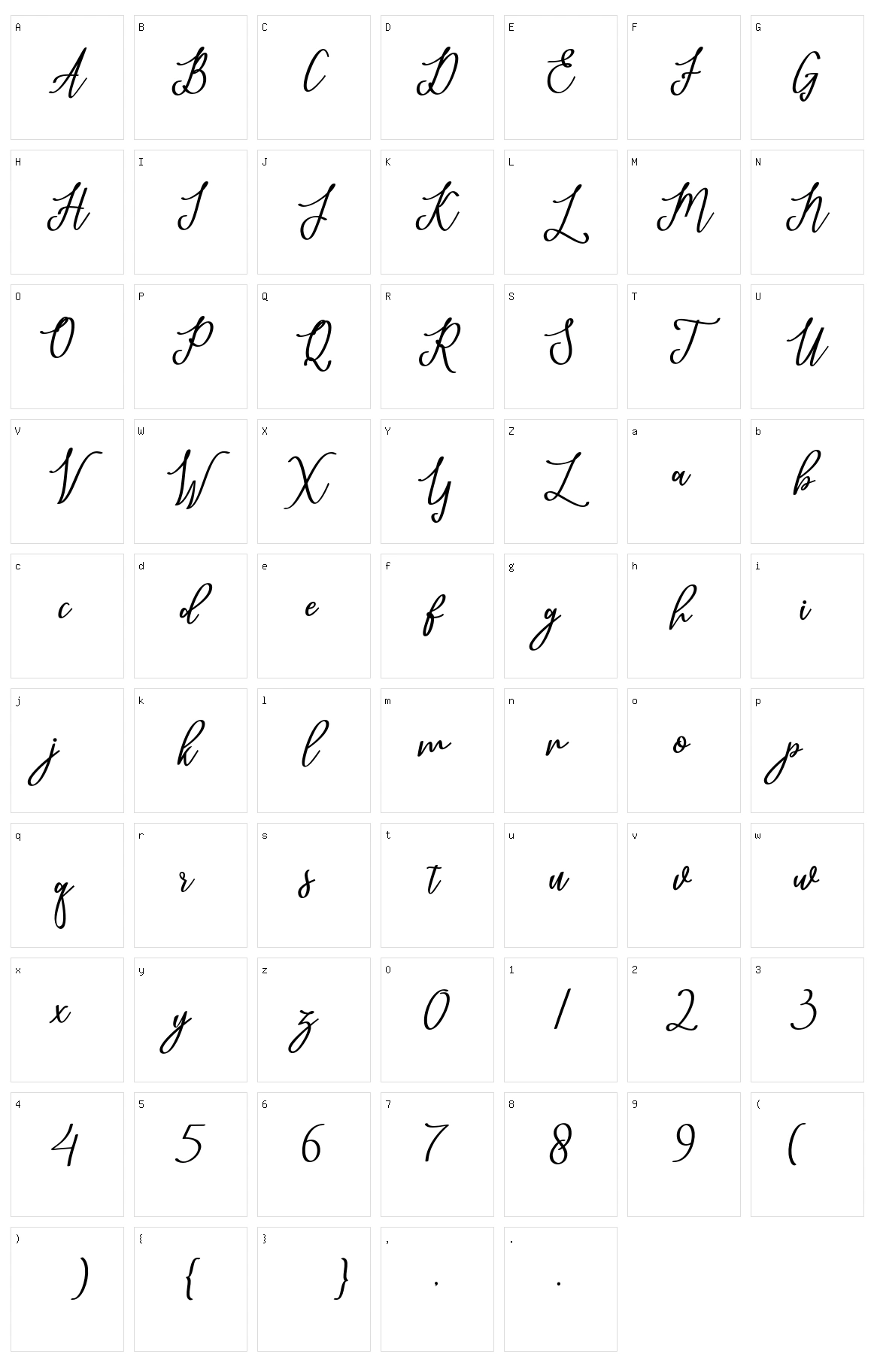 Javelyn Character Set