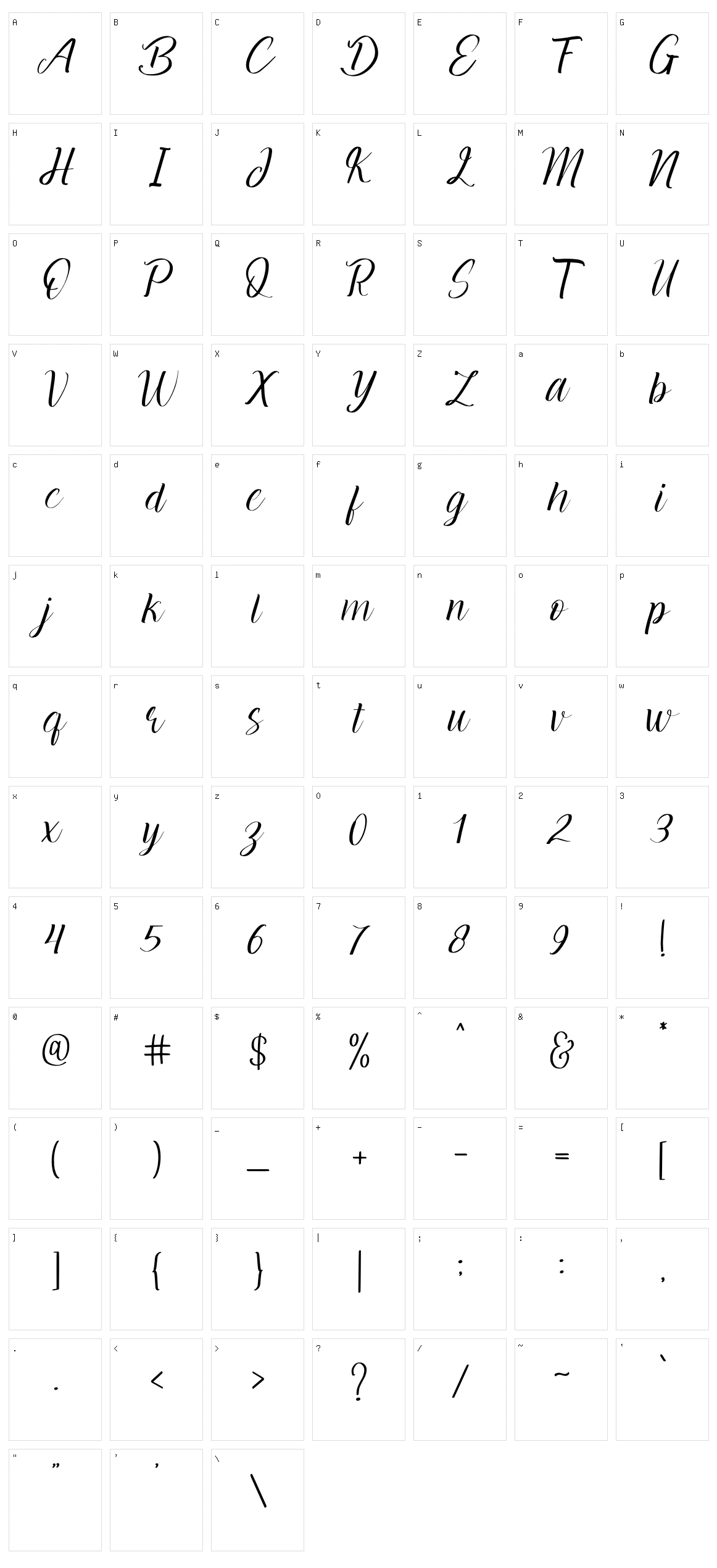 Julians Signature Character Set