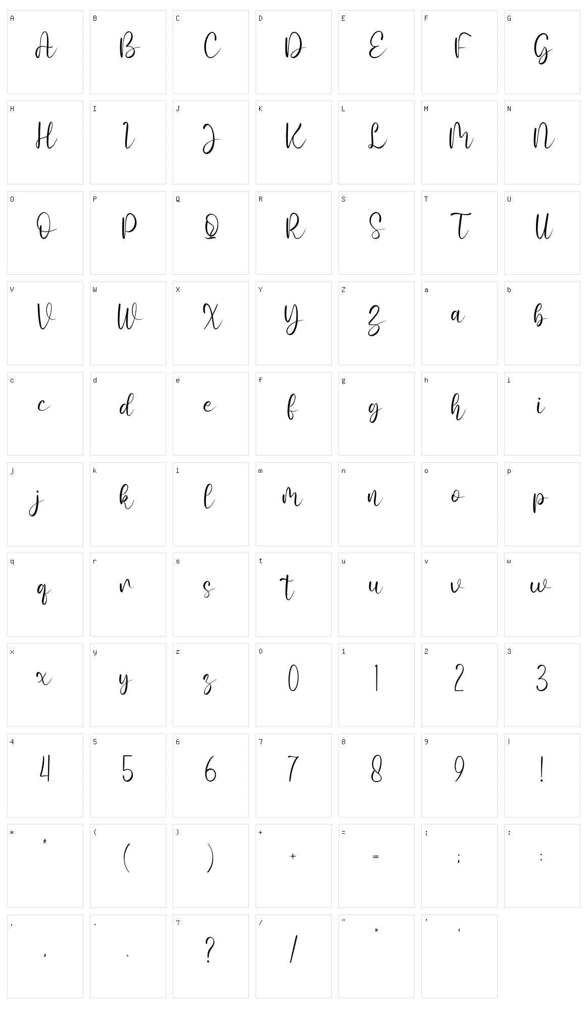Junlyne Character Set