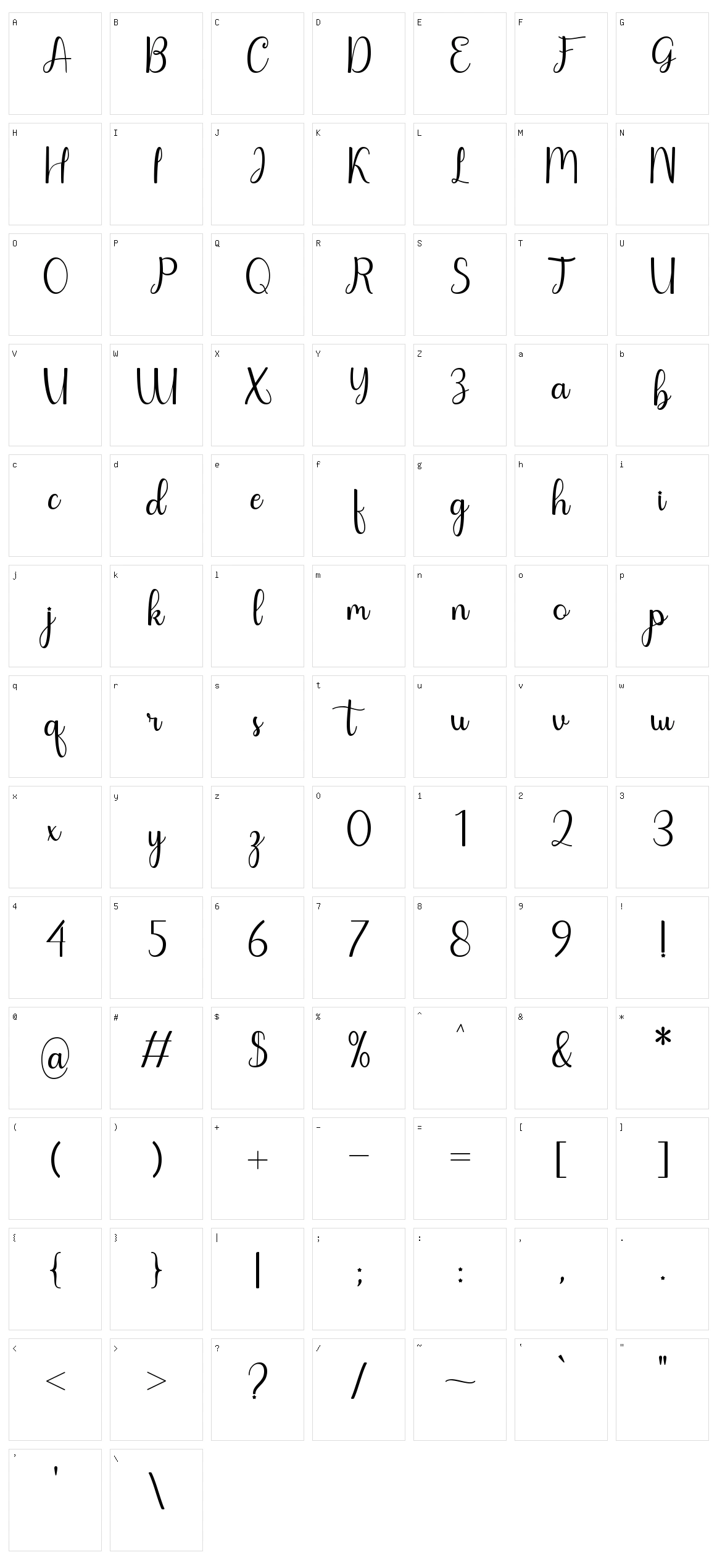 Juwita Character Set