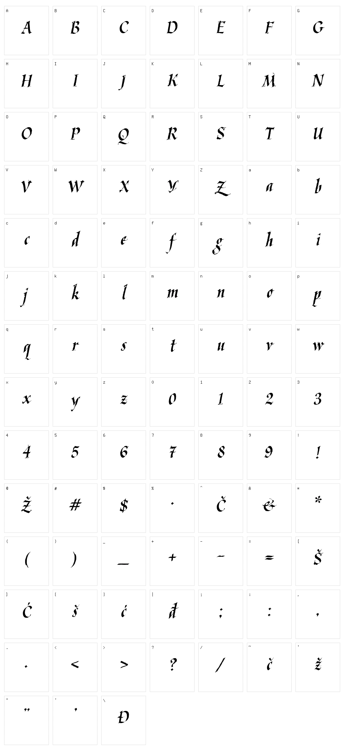 Kaligraf Latin + Cyr Character Set