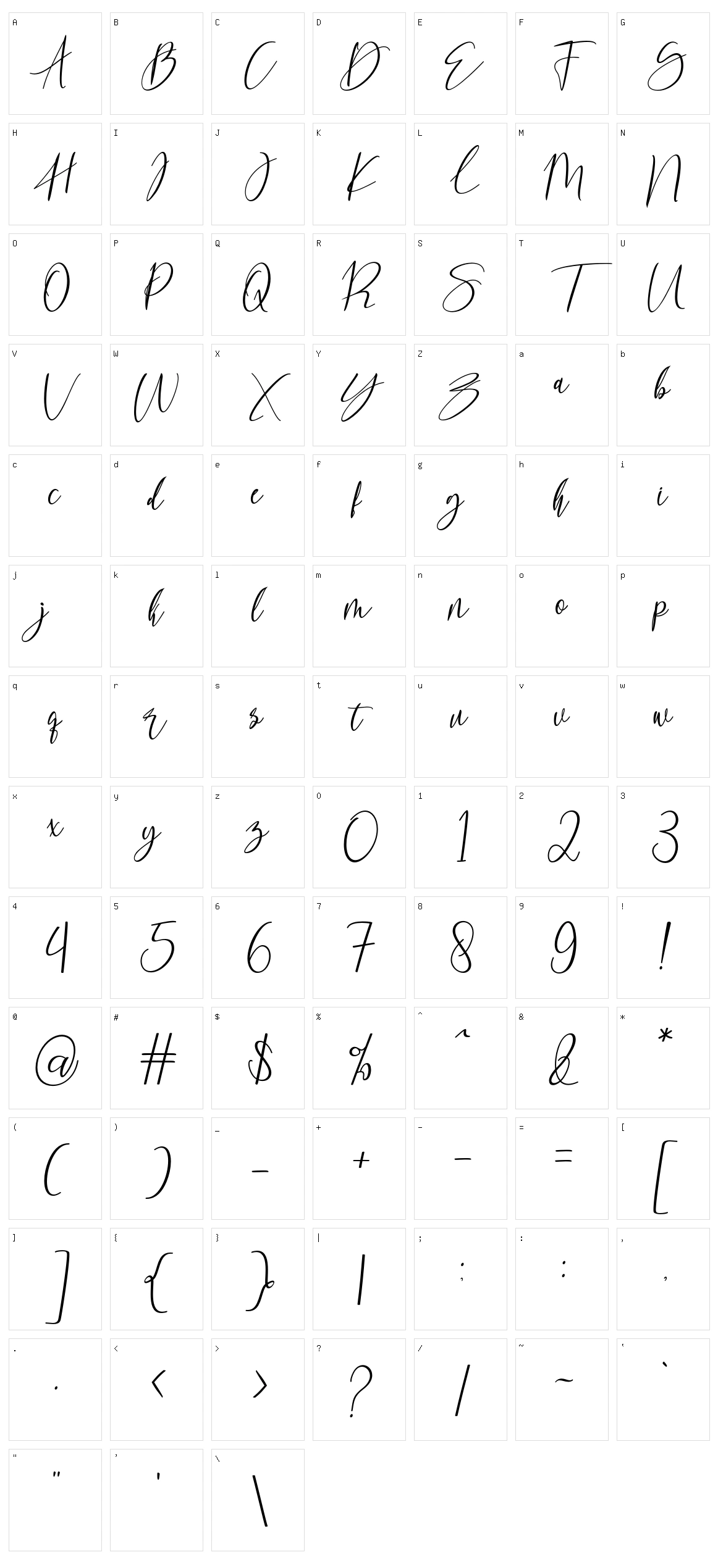 Kallita Character Set