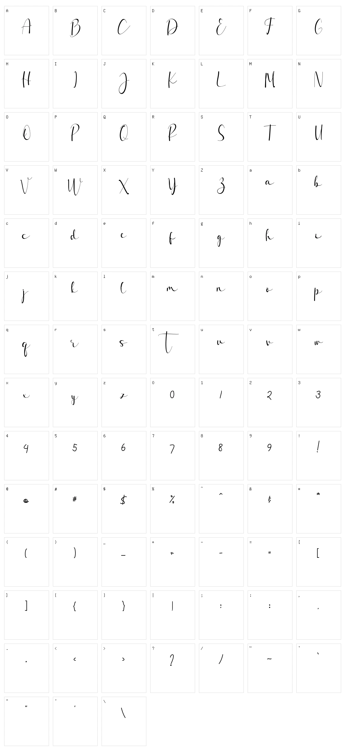 Kallyca Character Set