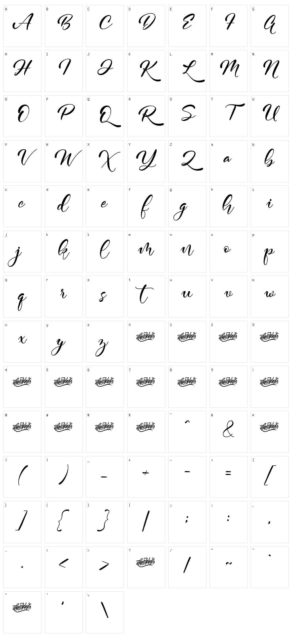Kamelitta Character Set
