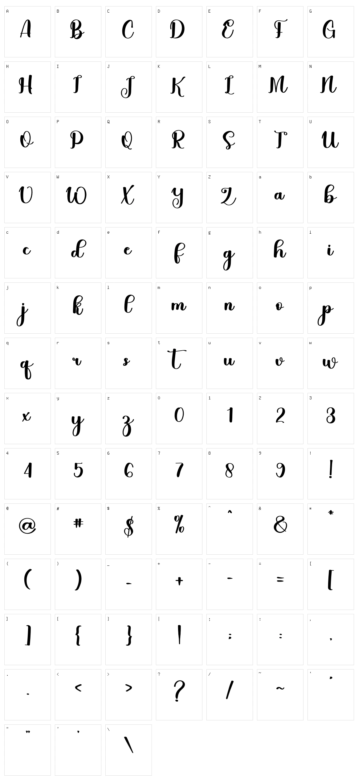 Kamila Character Set