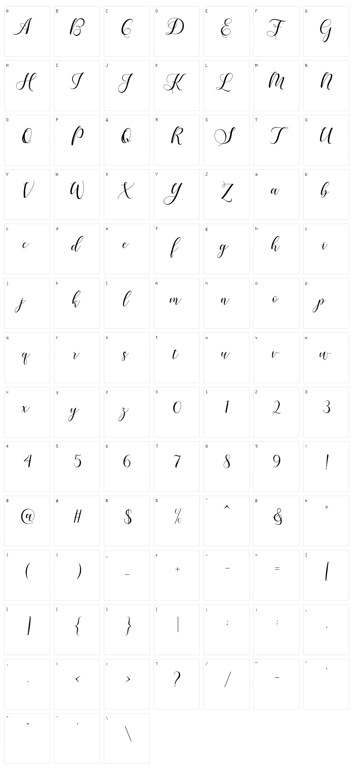Karliyna Script Character Set