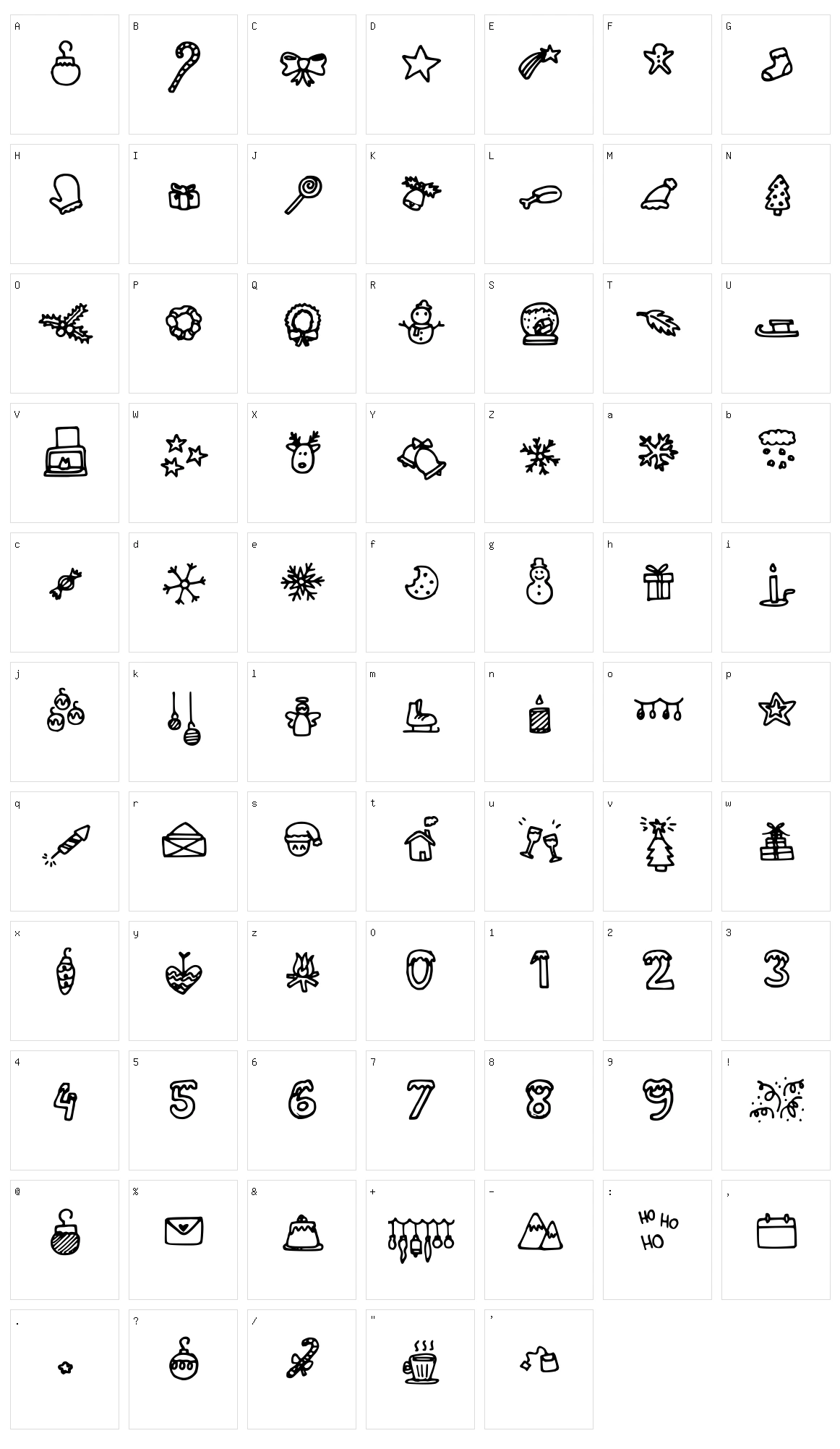 Lettertype Mies Christmas Icons Character Set