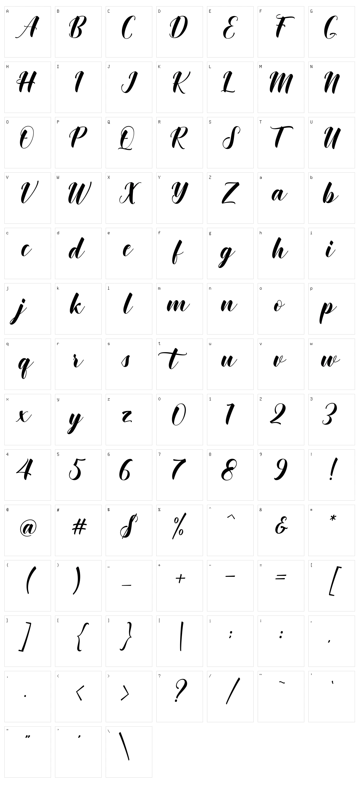 Khinta Script Character Set