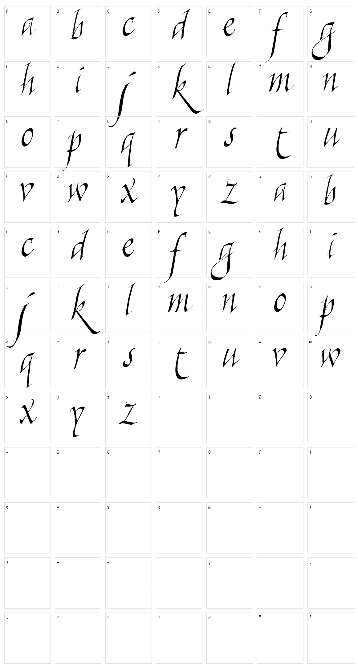 Killigraphy Character Set
