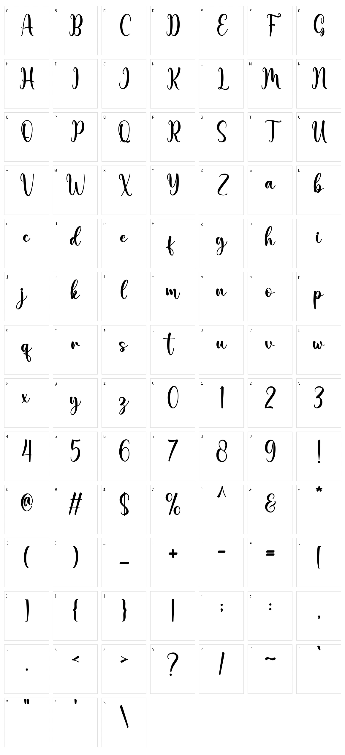 Kimberlyn Character Set