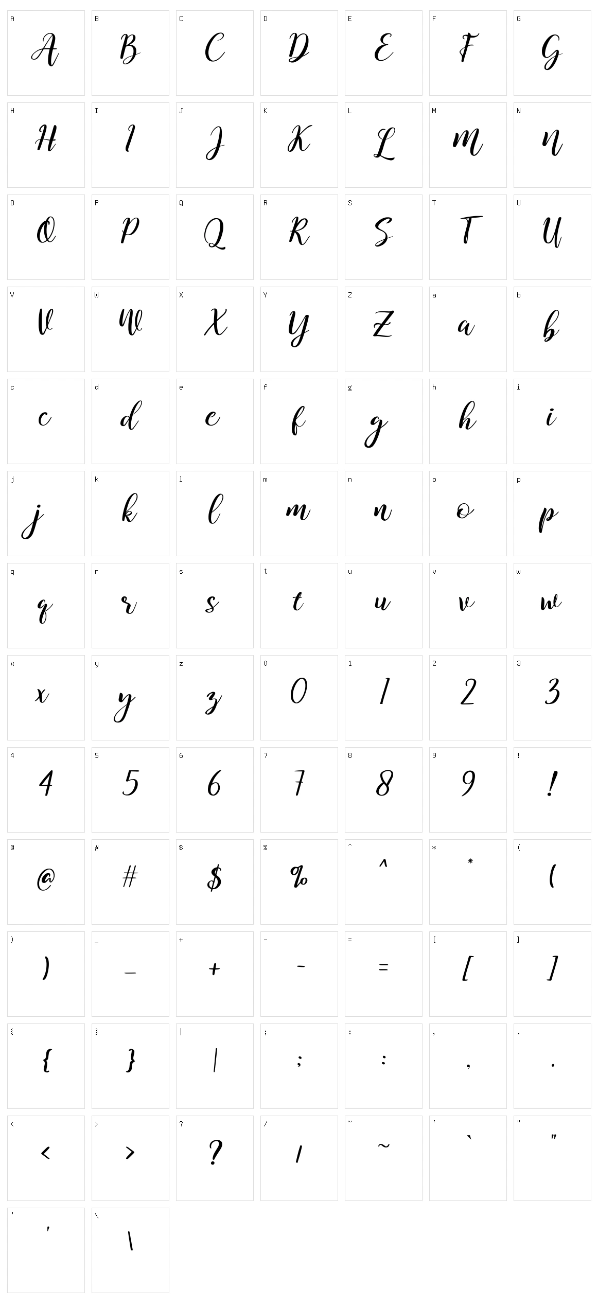 Kitahara Script Character Set