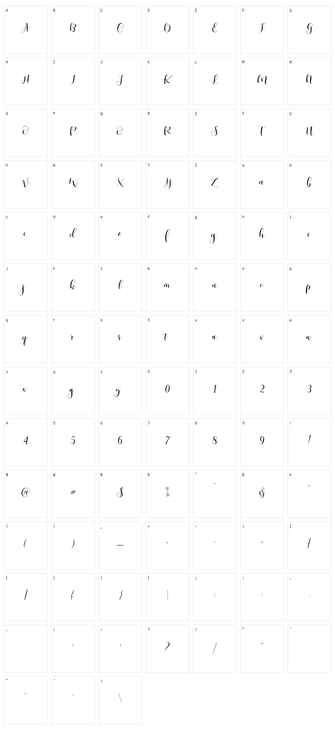 Ladies Script Character Set
