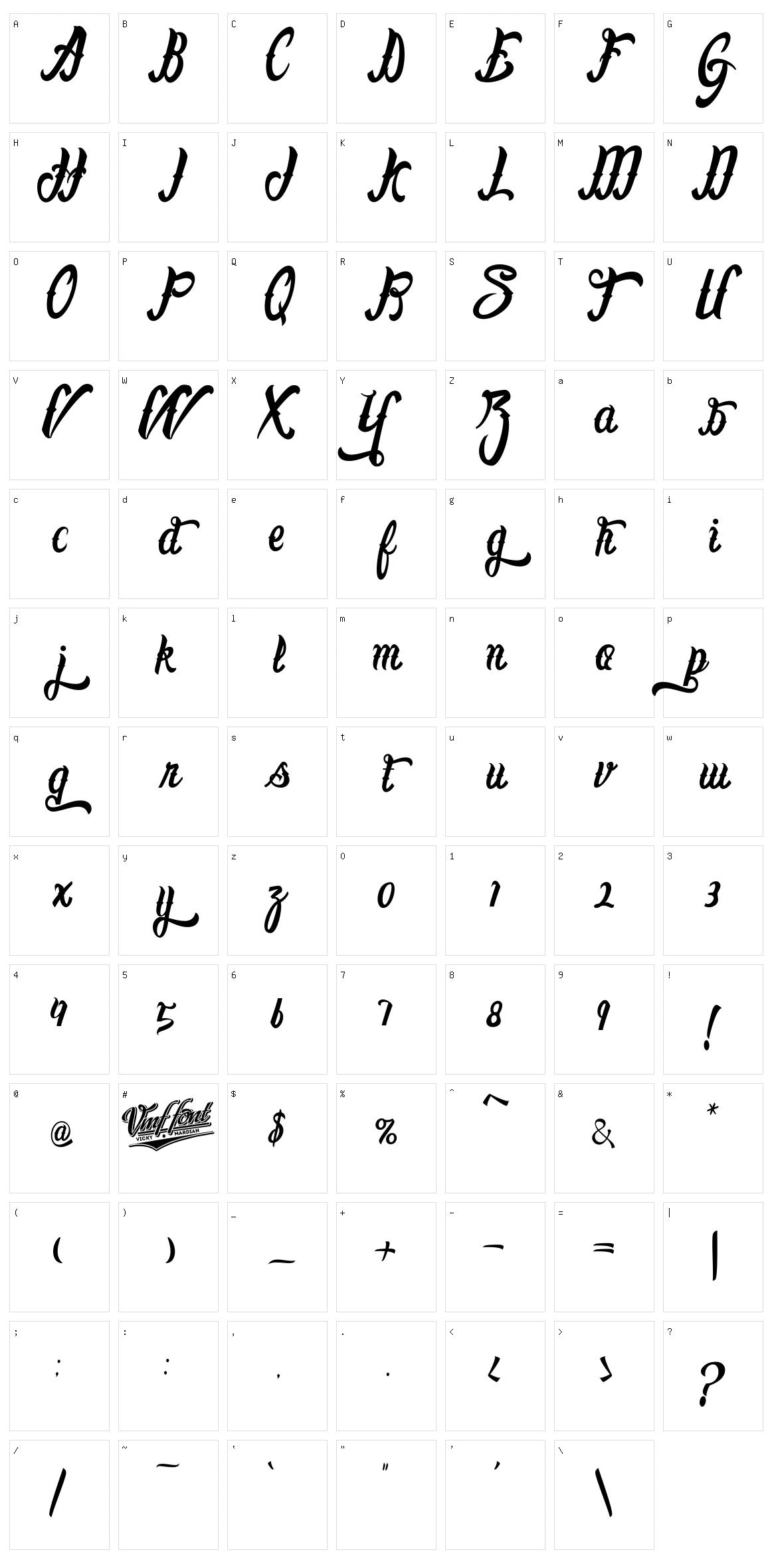 Lafayet Scripts Character Set
