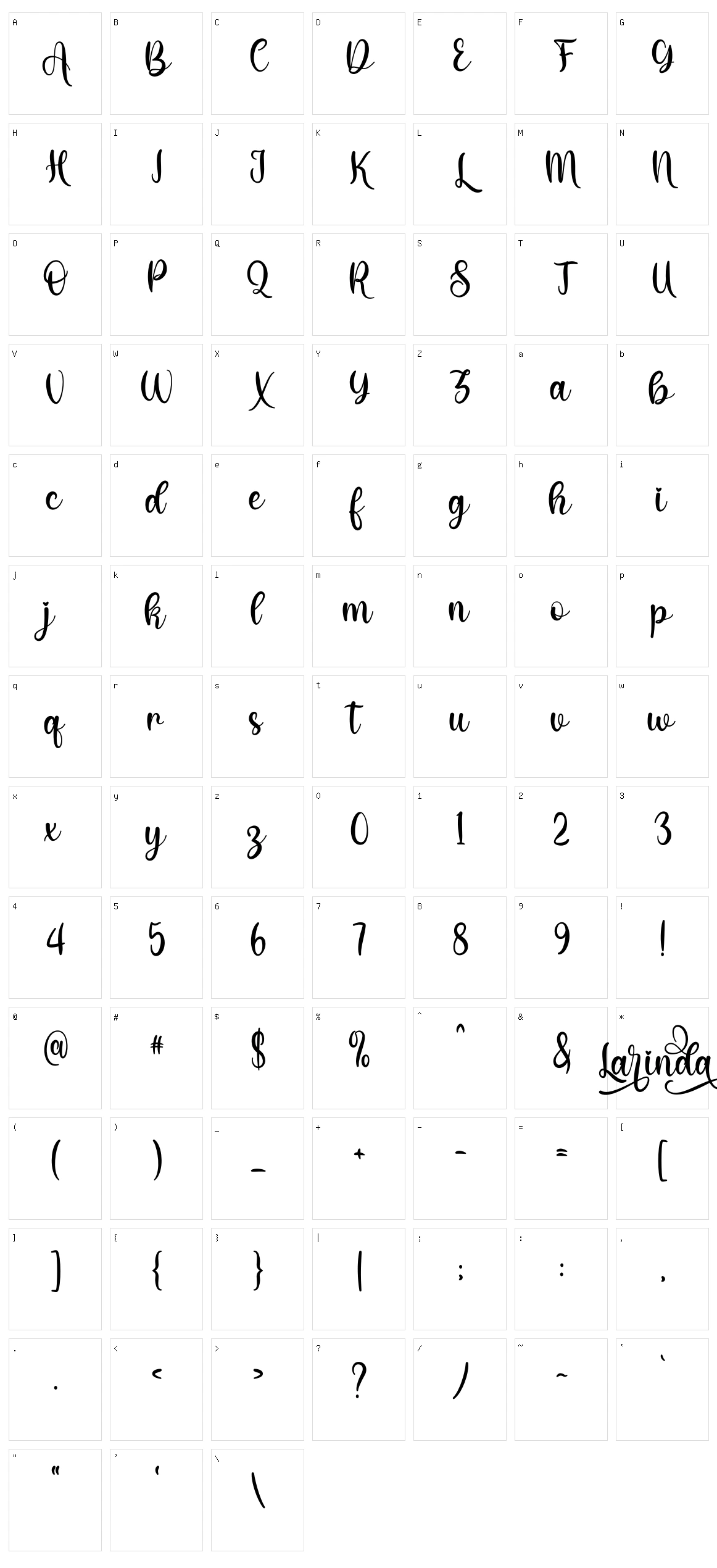 Larinda Character Set