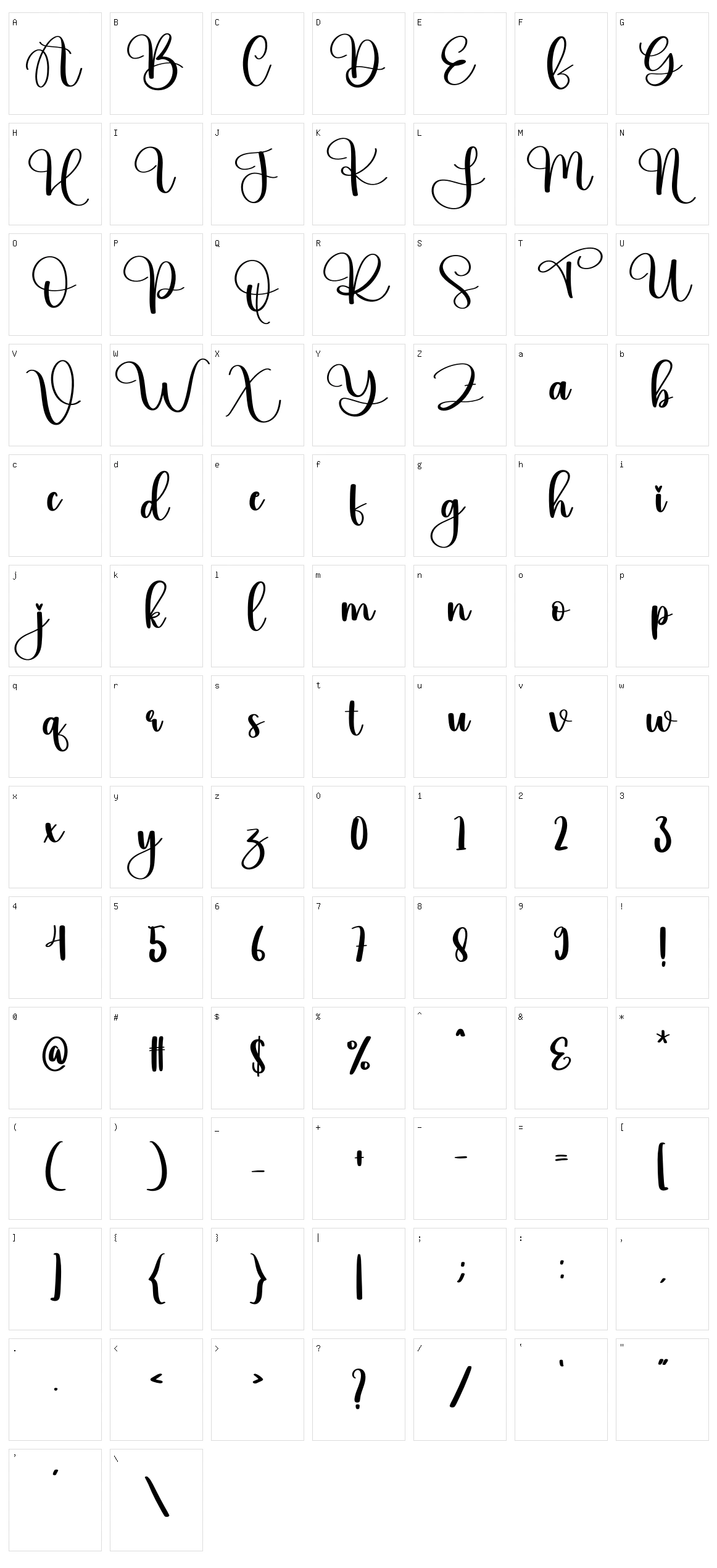 Lasting Character Set