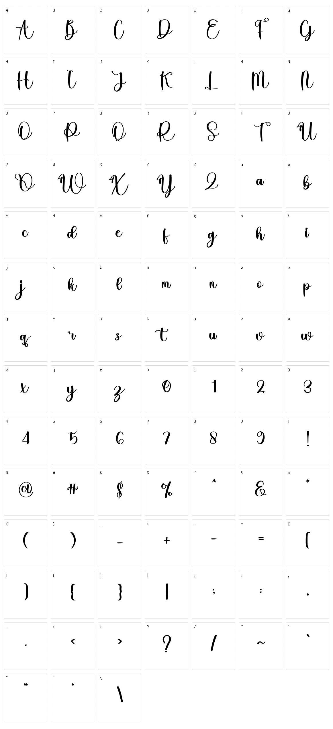 Lasting Character Set