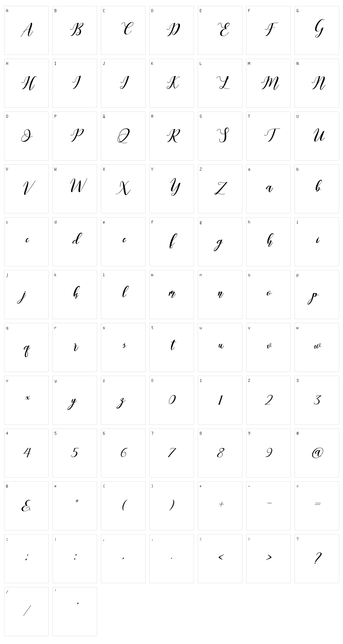 Latte Coffee Script Character Set