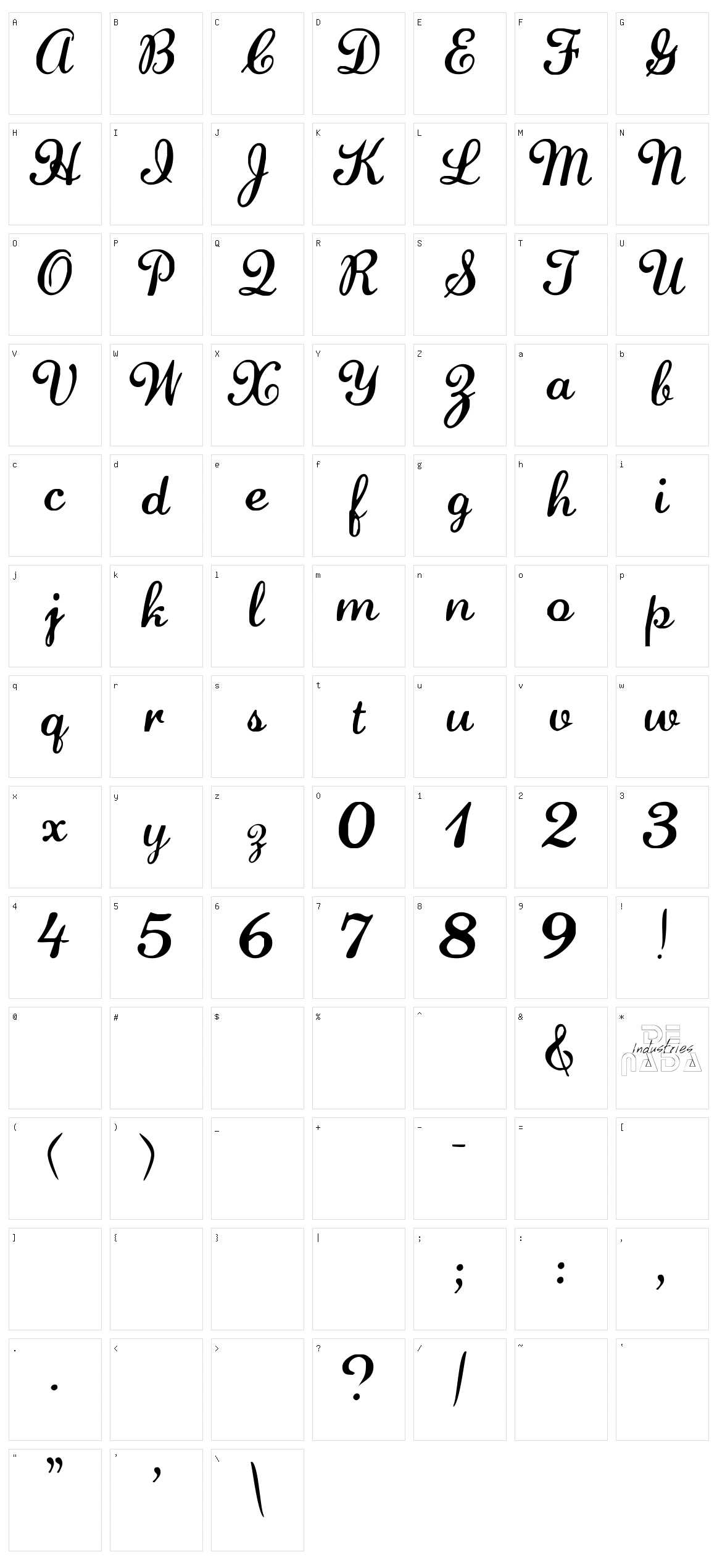 Lauren Script Character Set