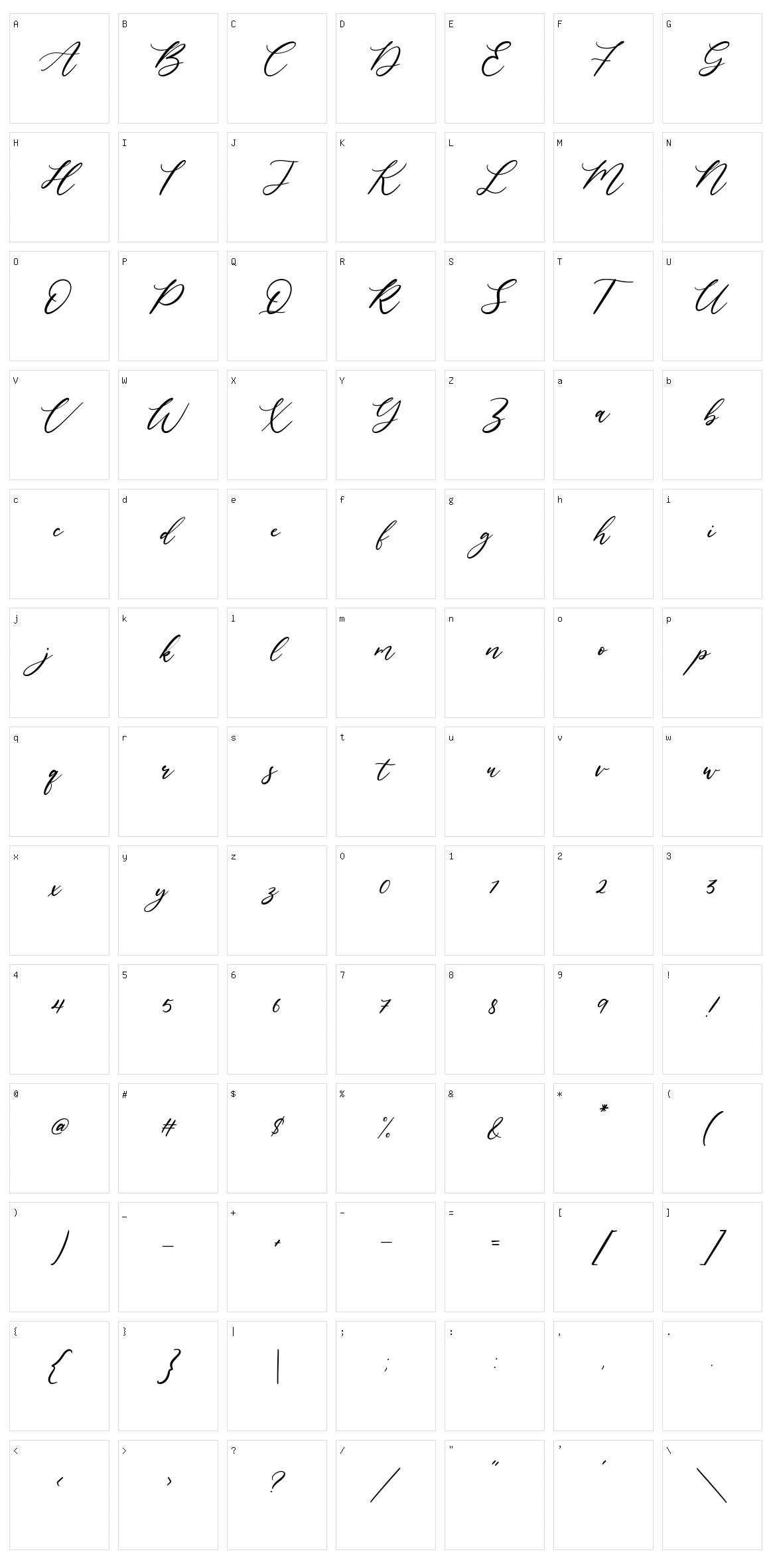 Lavineta Character Set
