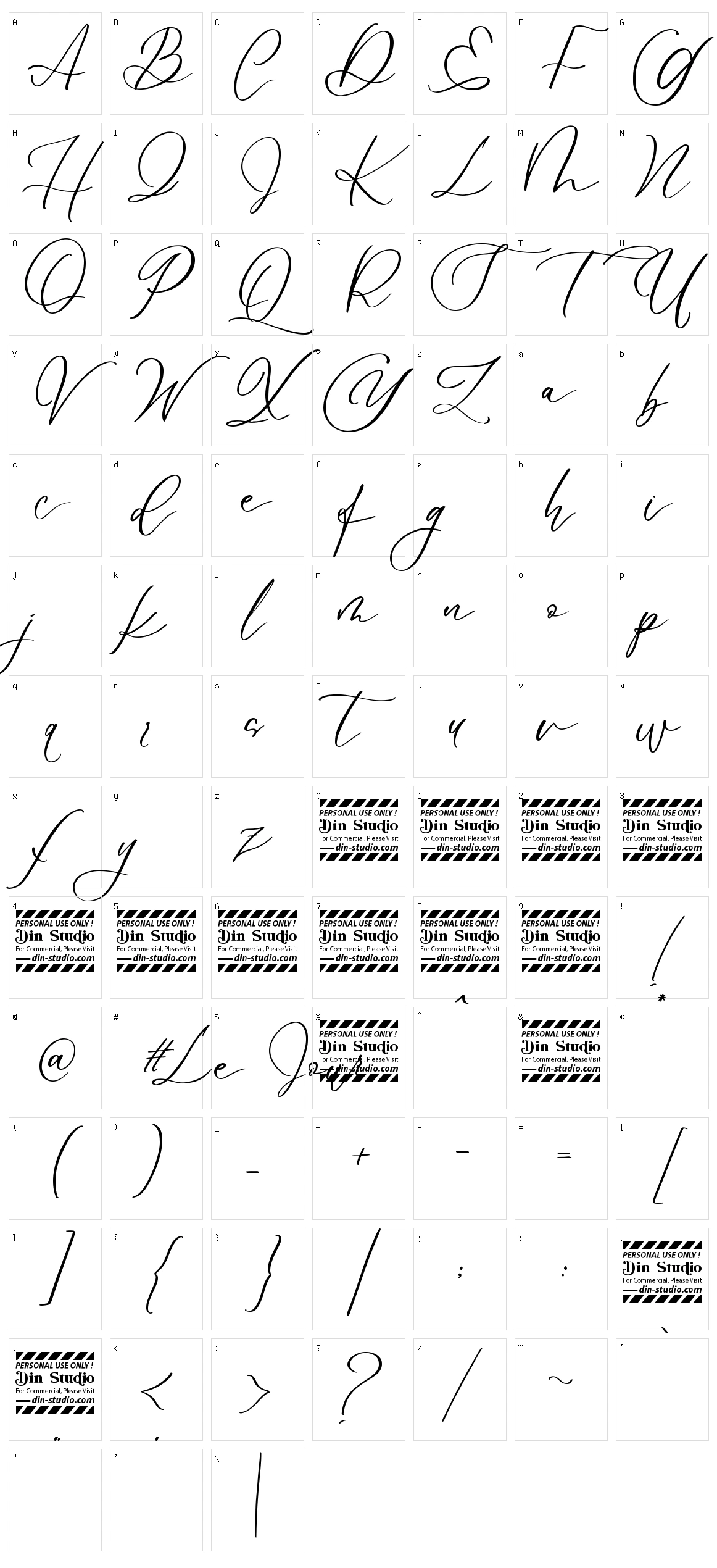 Le Jour Script Character Set