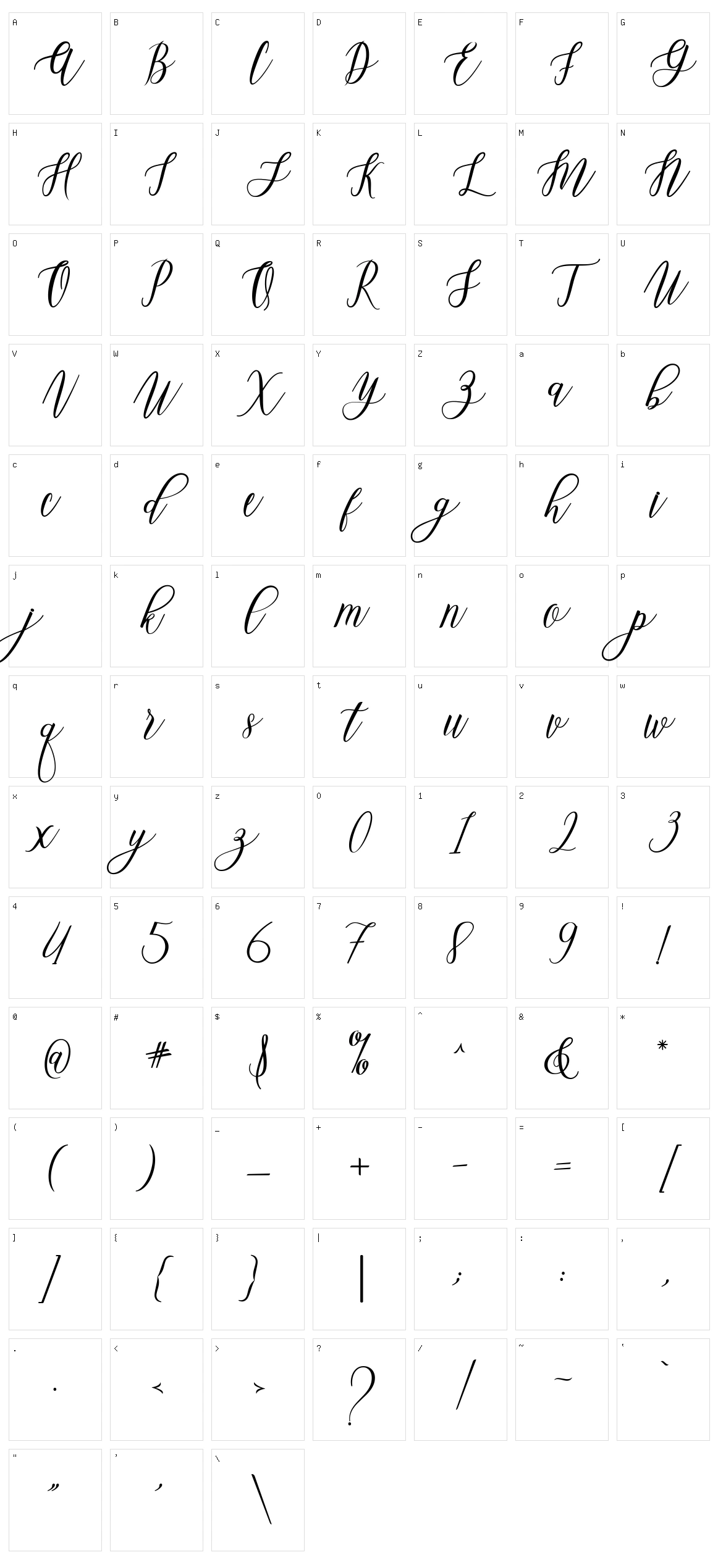 Leadent Script Character Set
