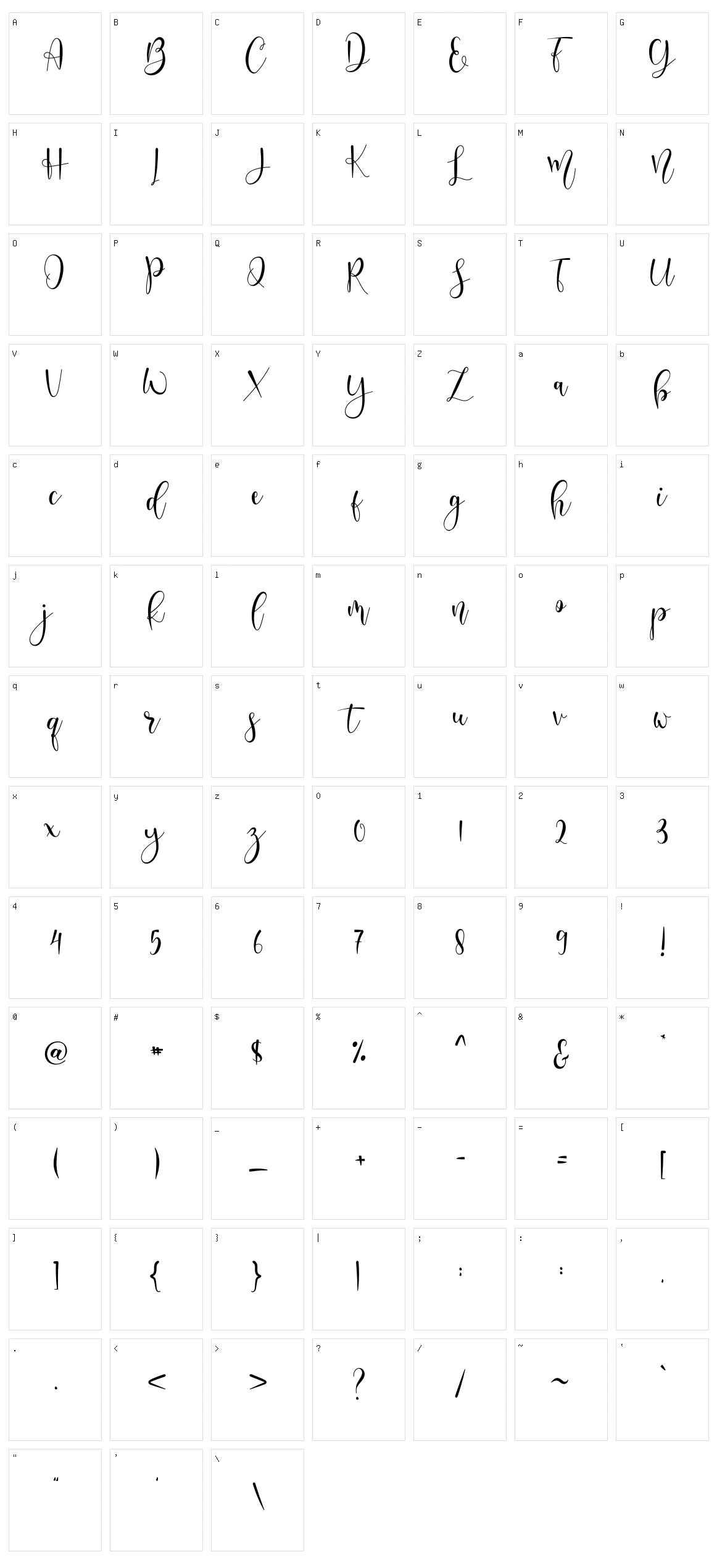 Lerina Script Character Set