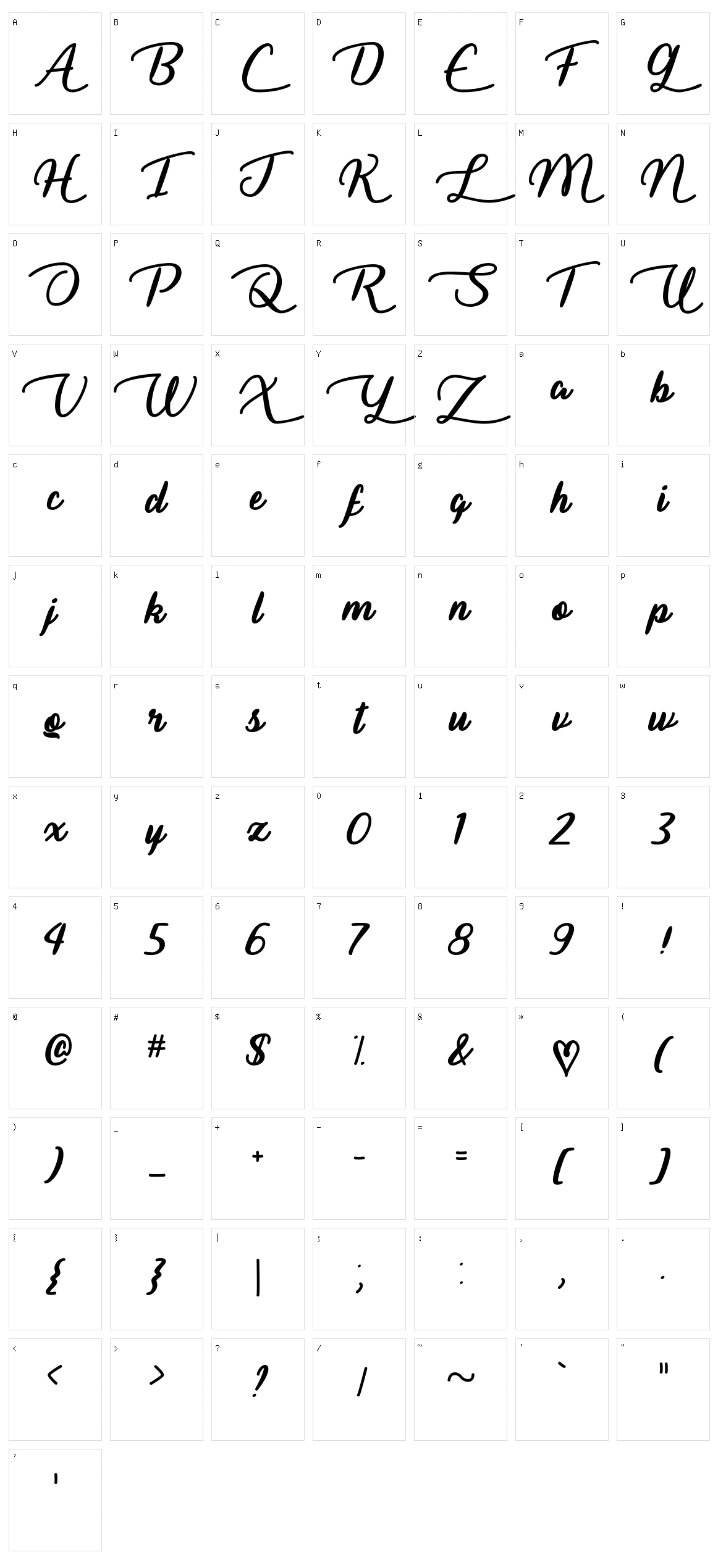 Liar Script Character Set