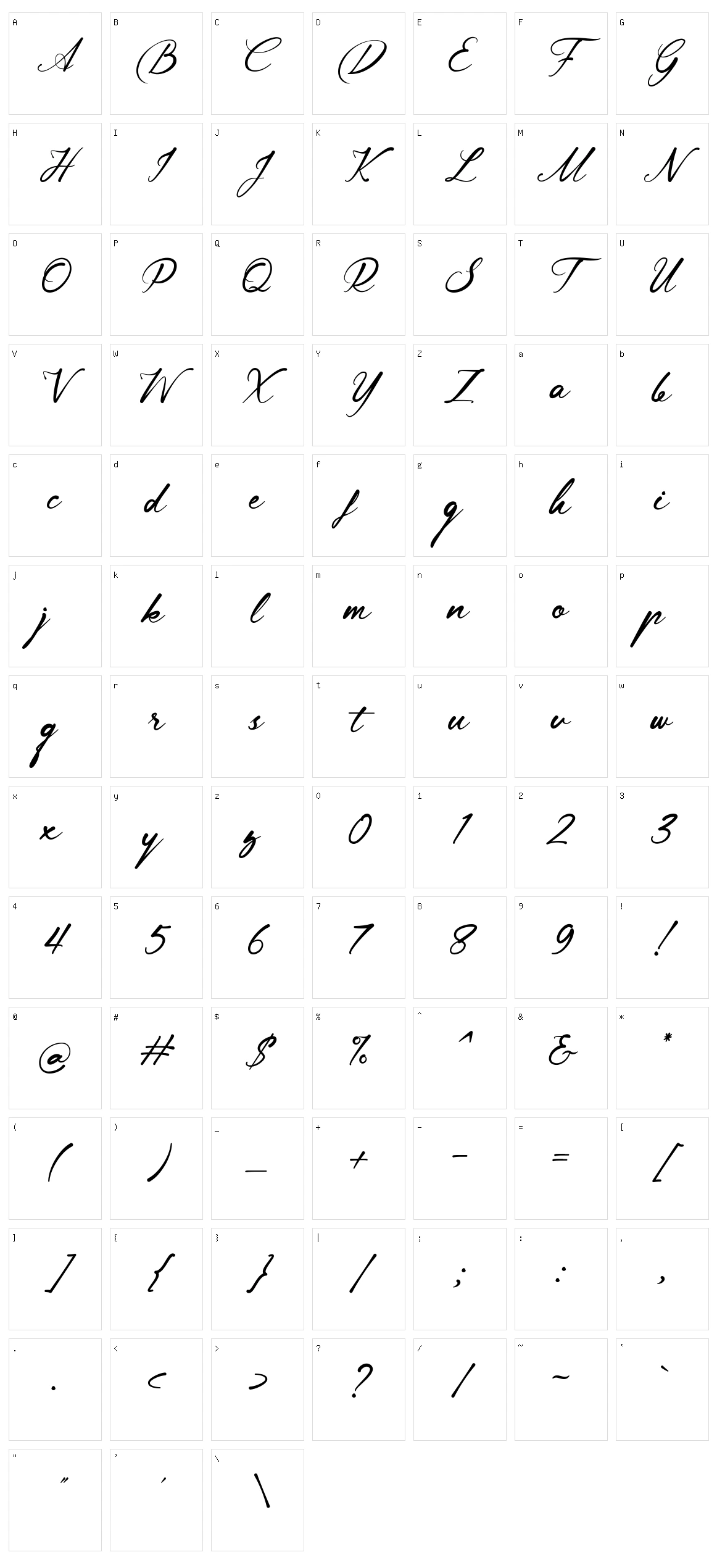 Lingerhend Character Set