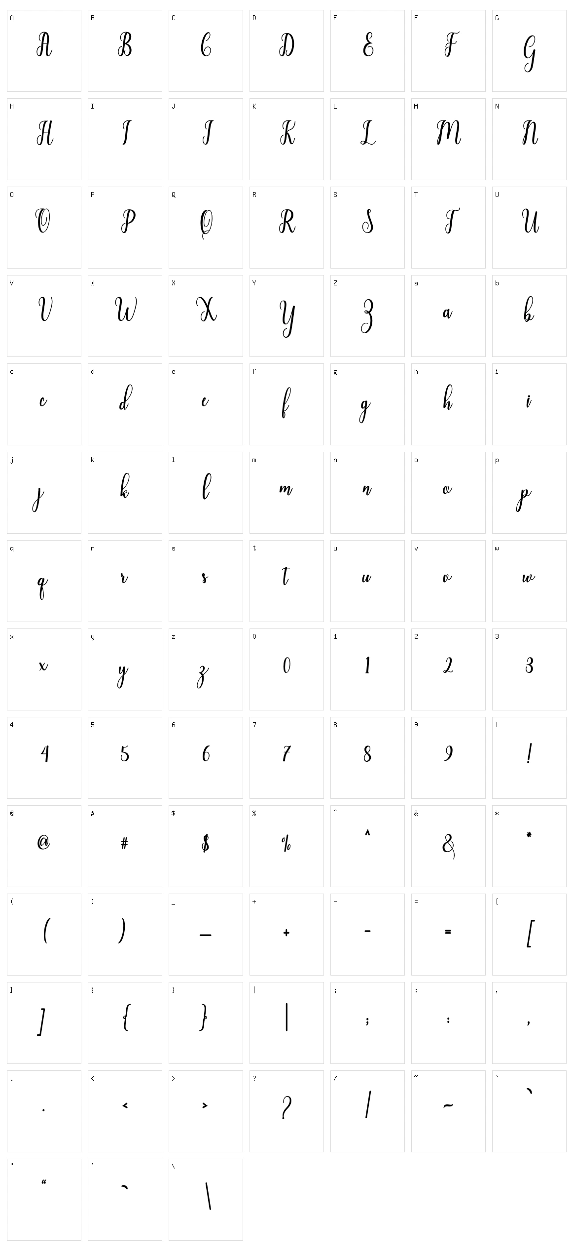 Liontine Script Character Set
