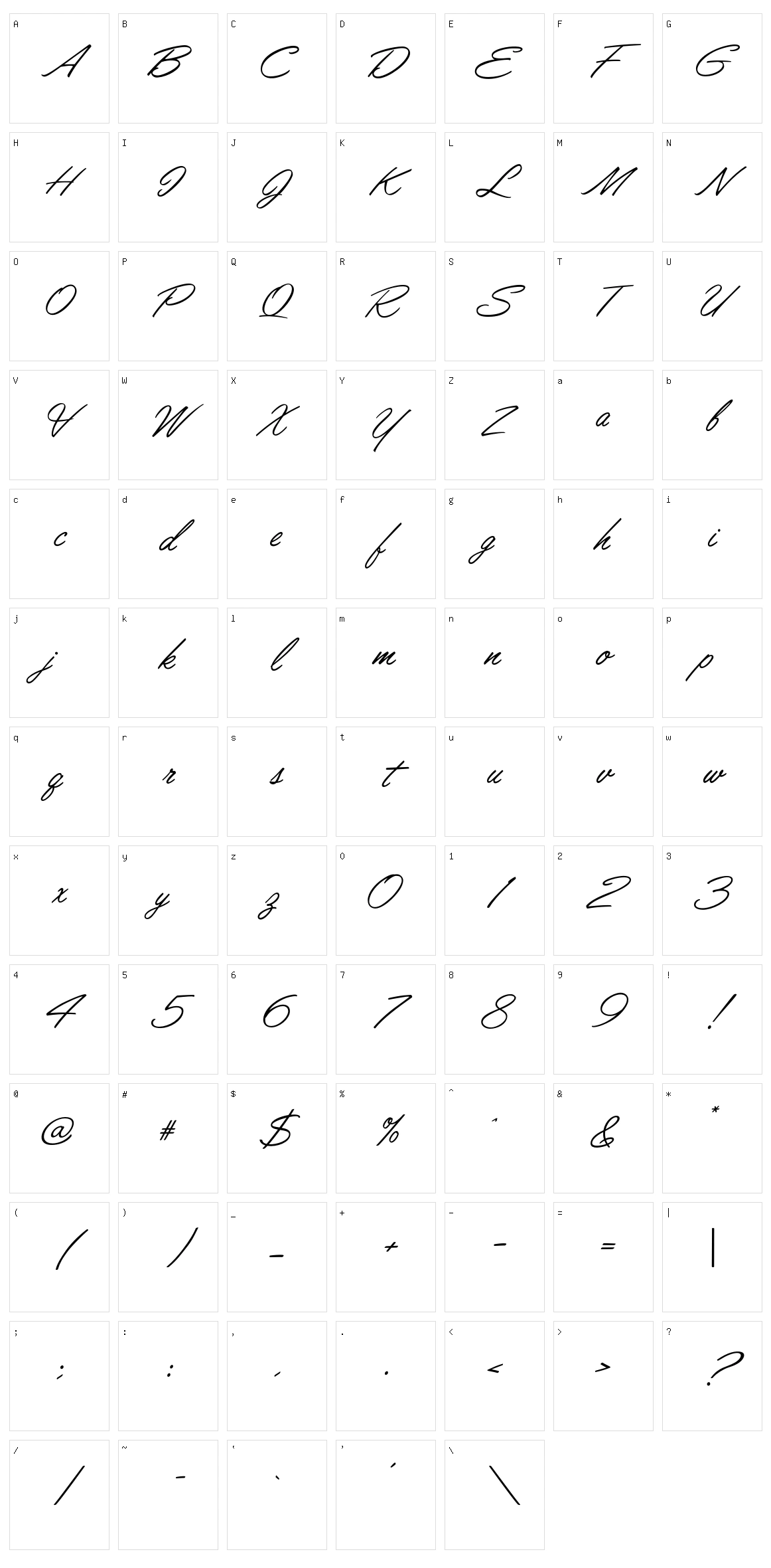 Lisbon Script Character Set