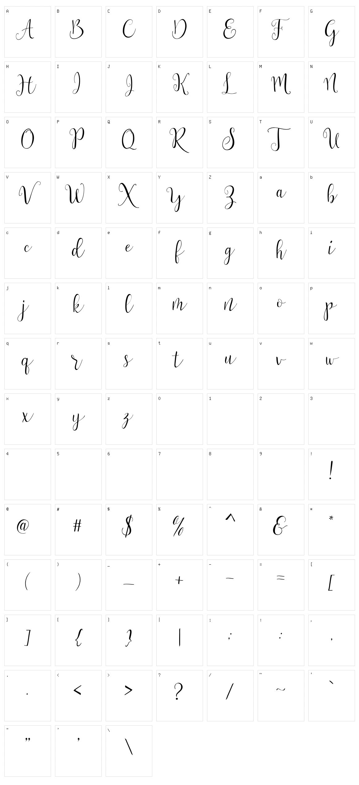 Lisbon Script Character Set