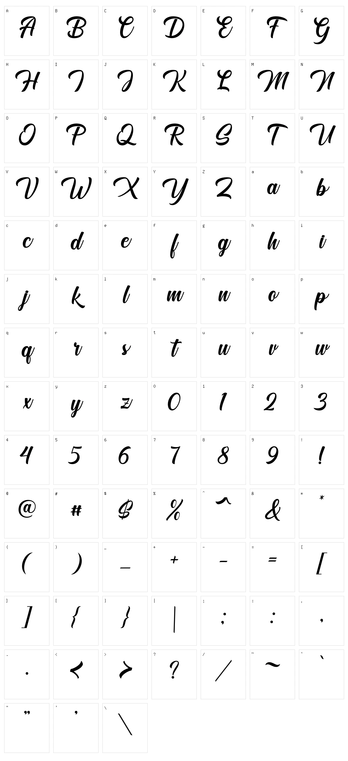 Lolyta Script Character Set