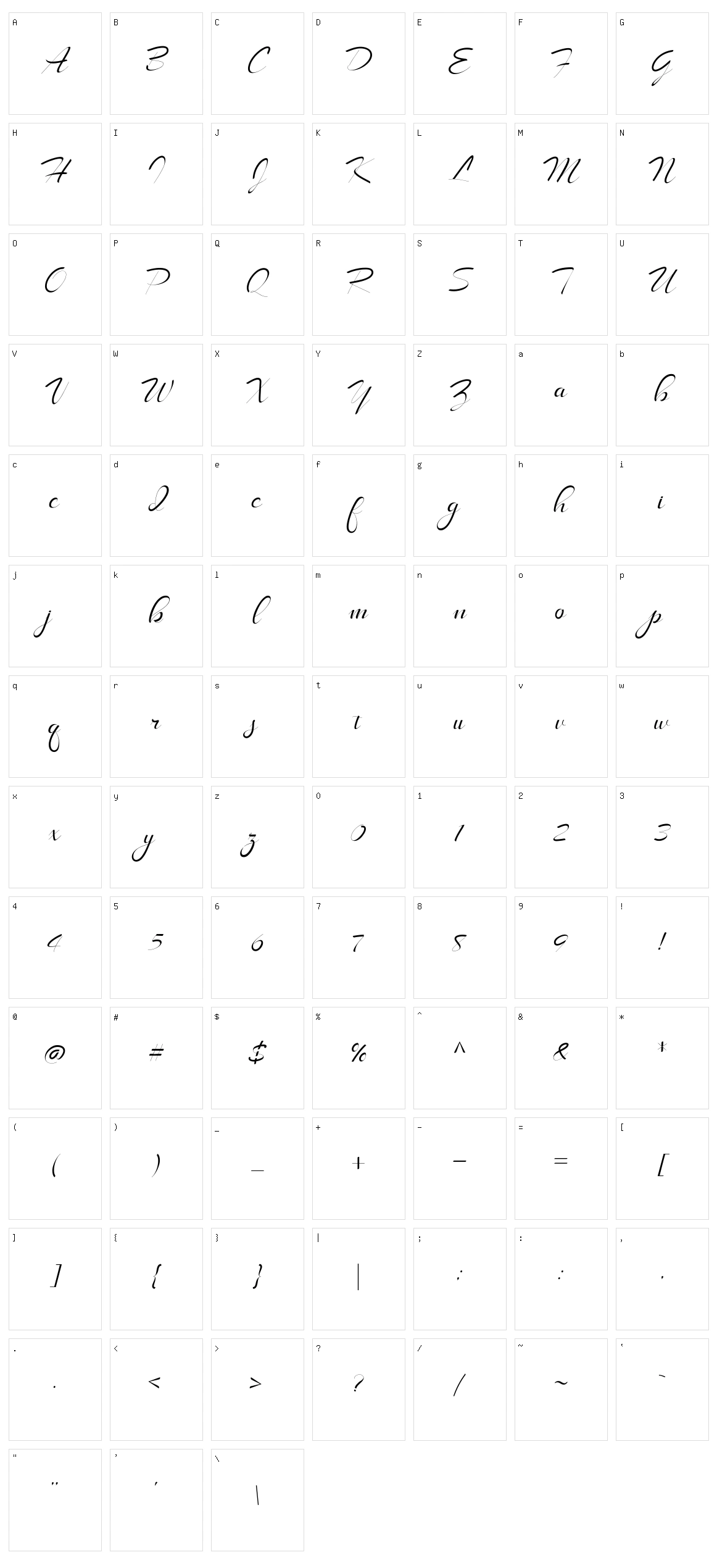 LongShine Script Character Set