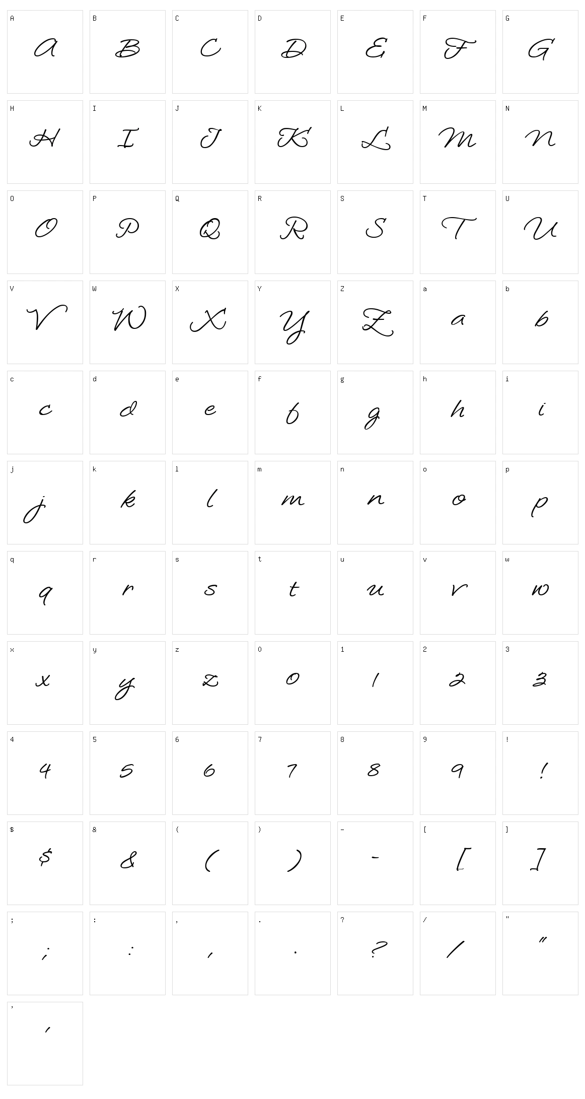 Loosie Script Character Set