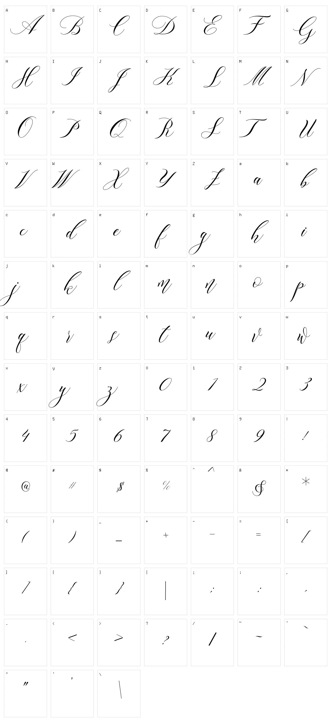 Lorriana Script Character Set