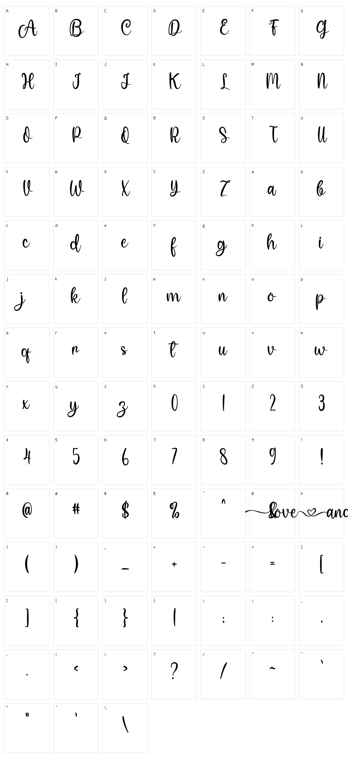 Love Andine Character Set