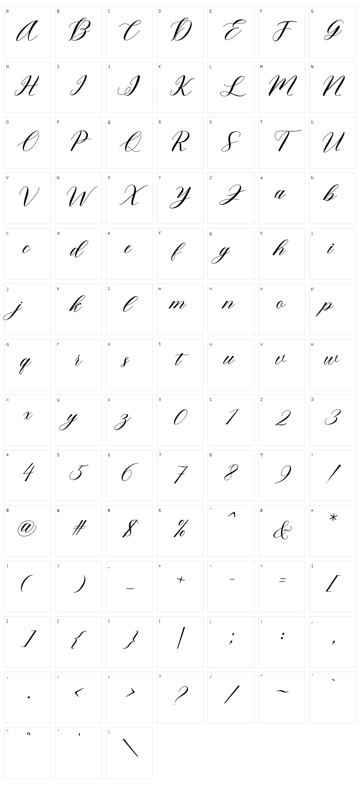 Love Script Character Set