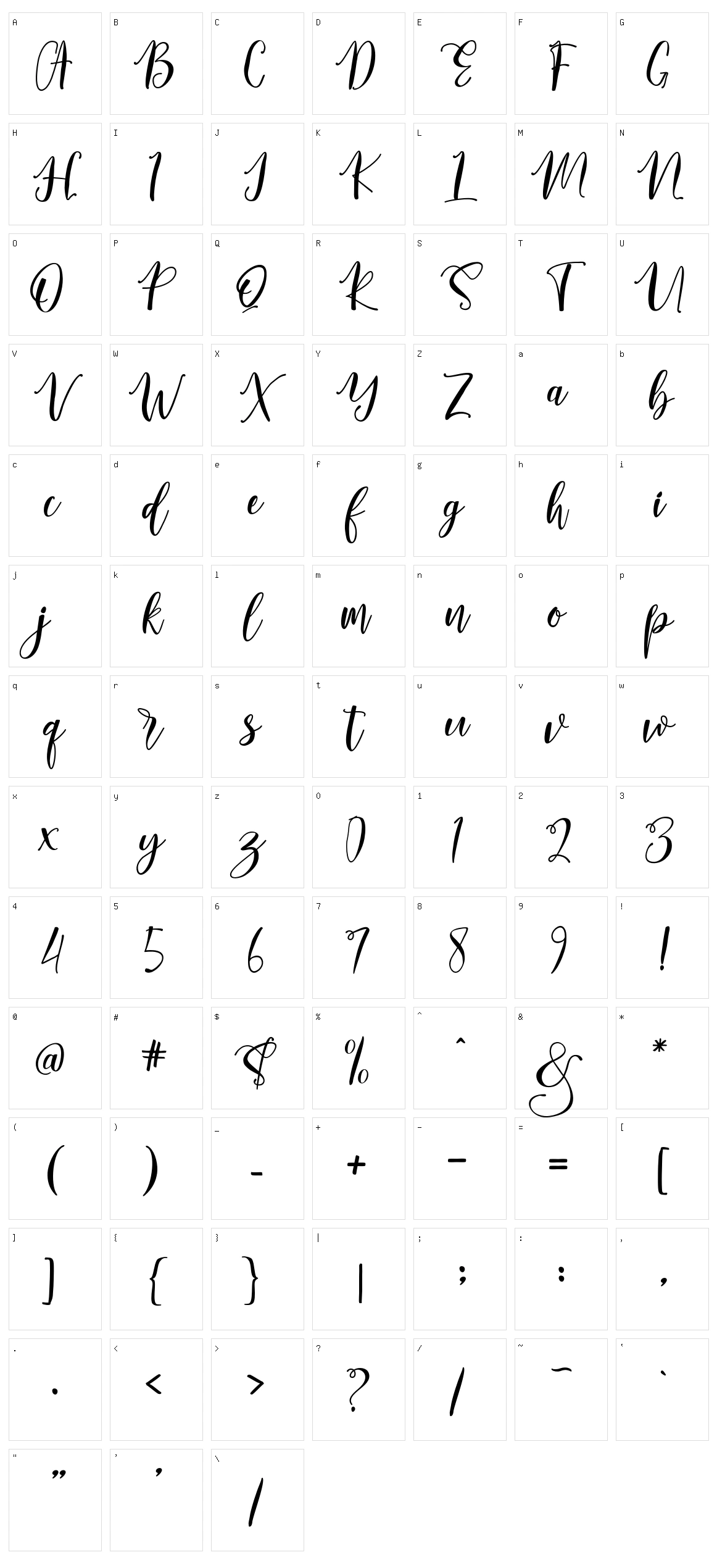 Lovely Buttering Script Character Set