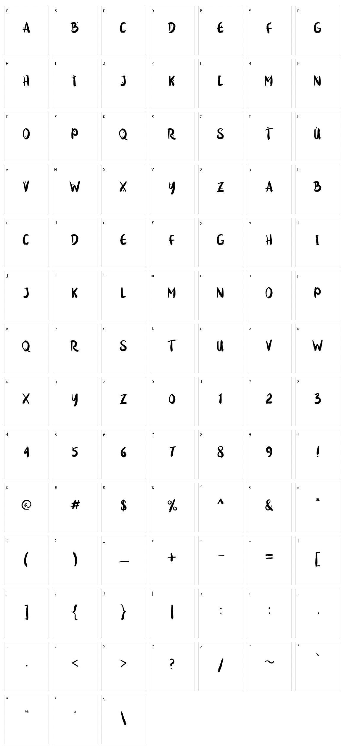 Loveya Script Character Set