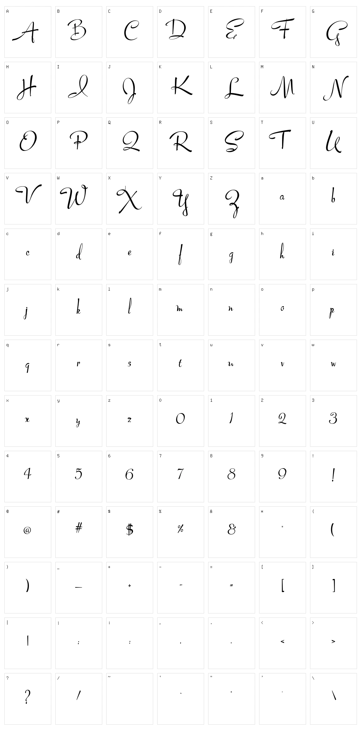 Lucy Script Character Set
