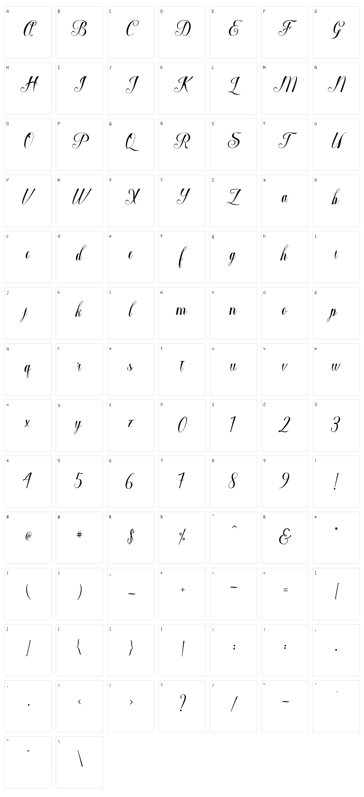Macrofhyllya Script Character Set