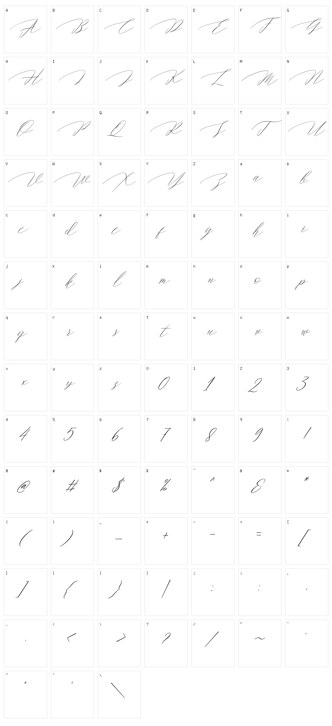 Magarella Script Character Set