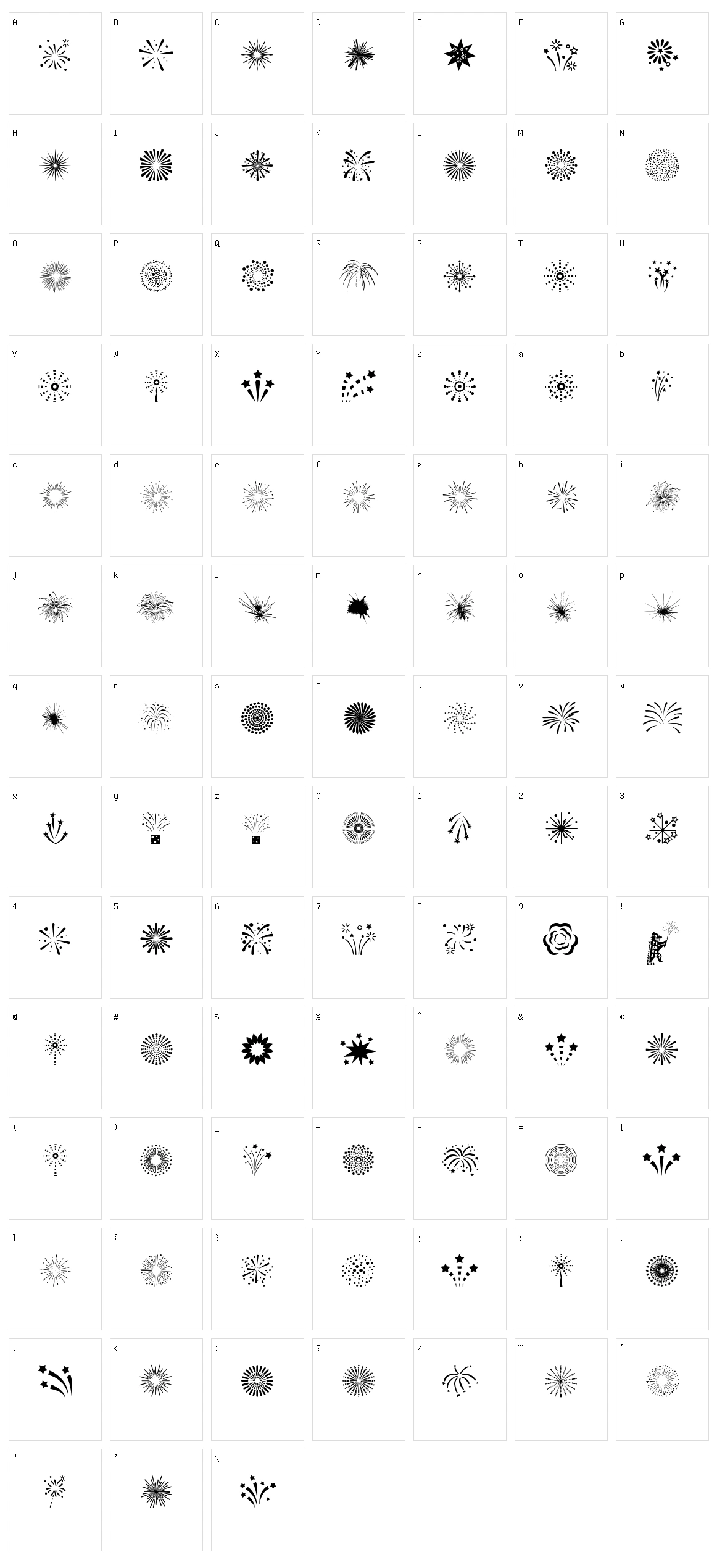 Fireworks Character Set