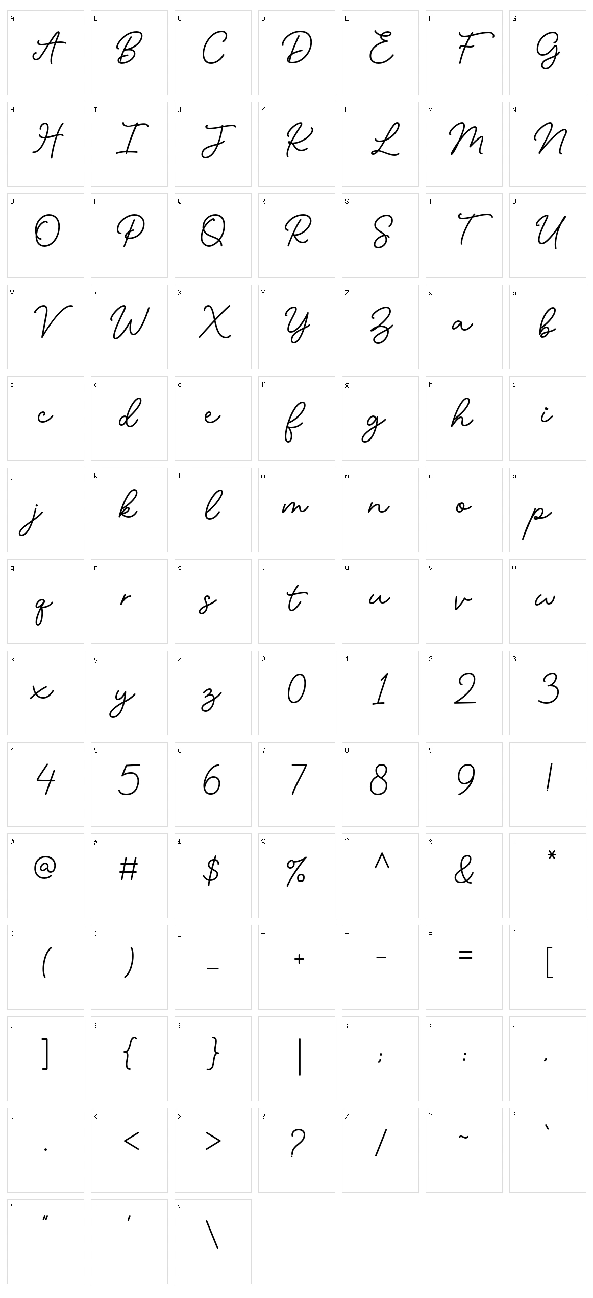 Magic Bright Script Character Set