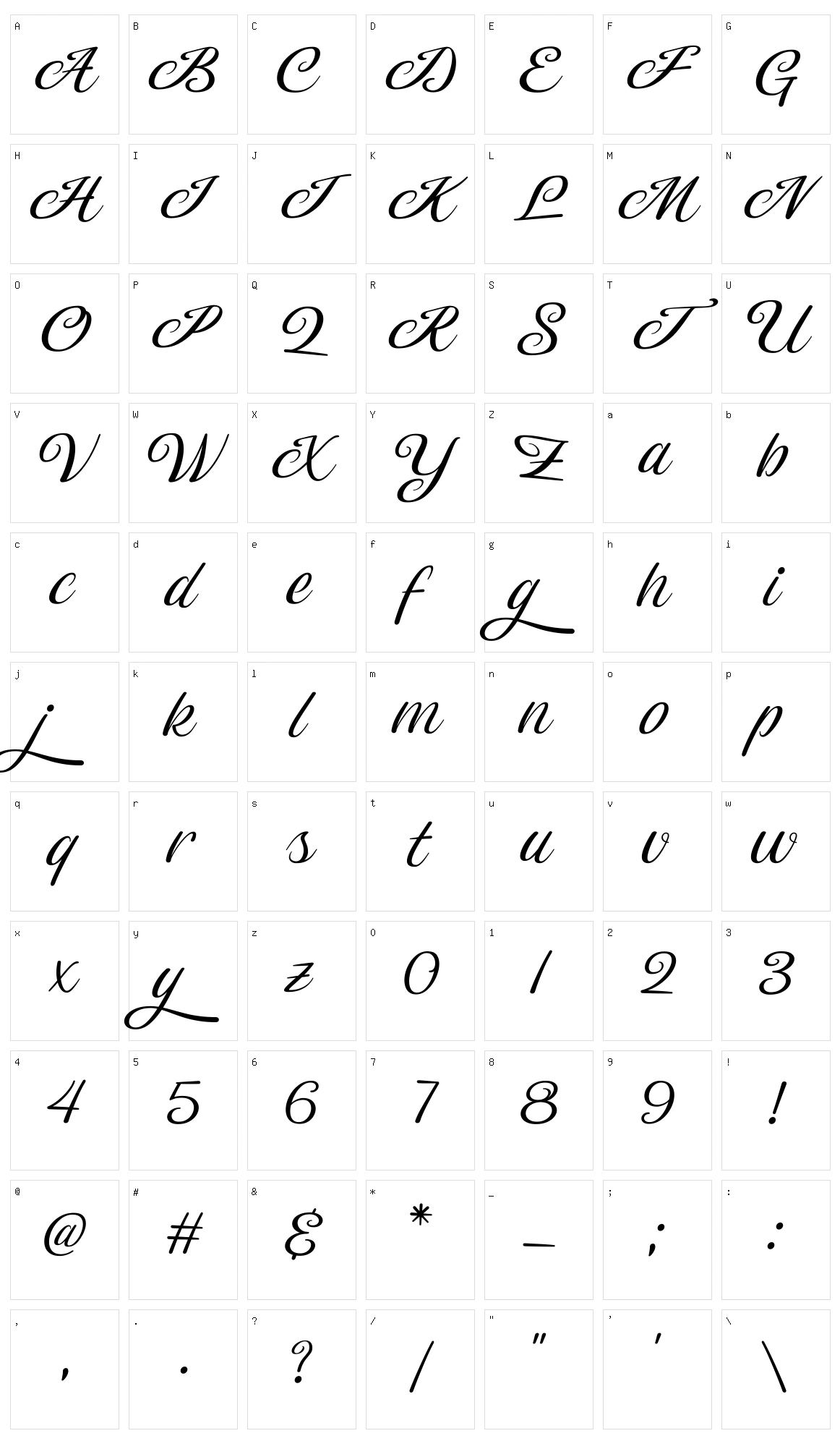 Magiera Script Character Set