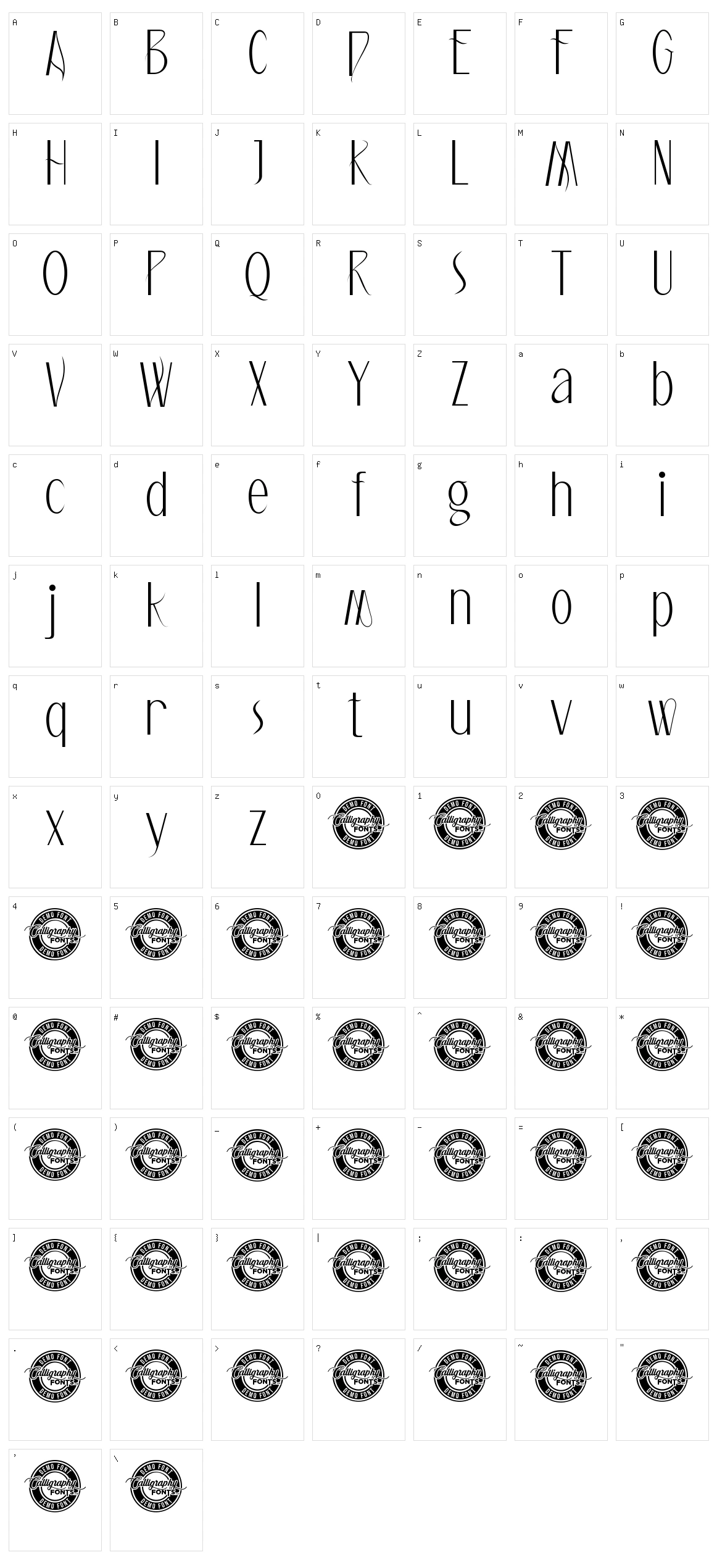 Magnesian Script Character Set