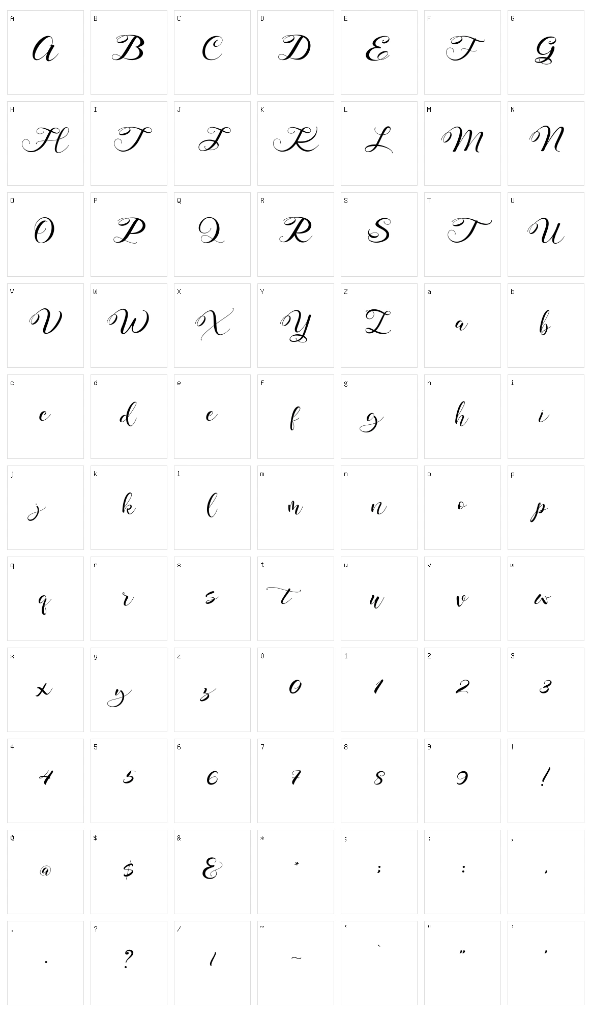 Mahdaleina Character Set