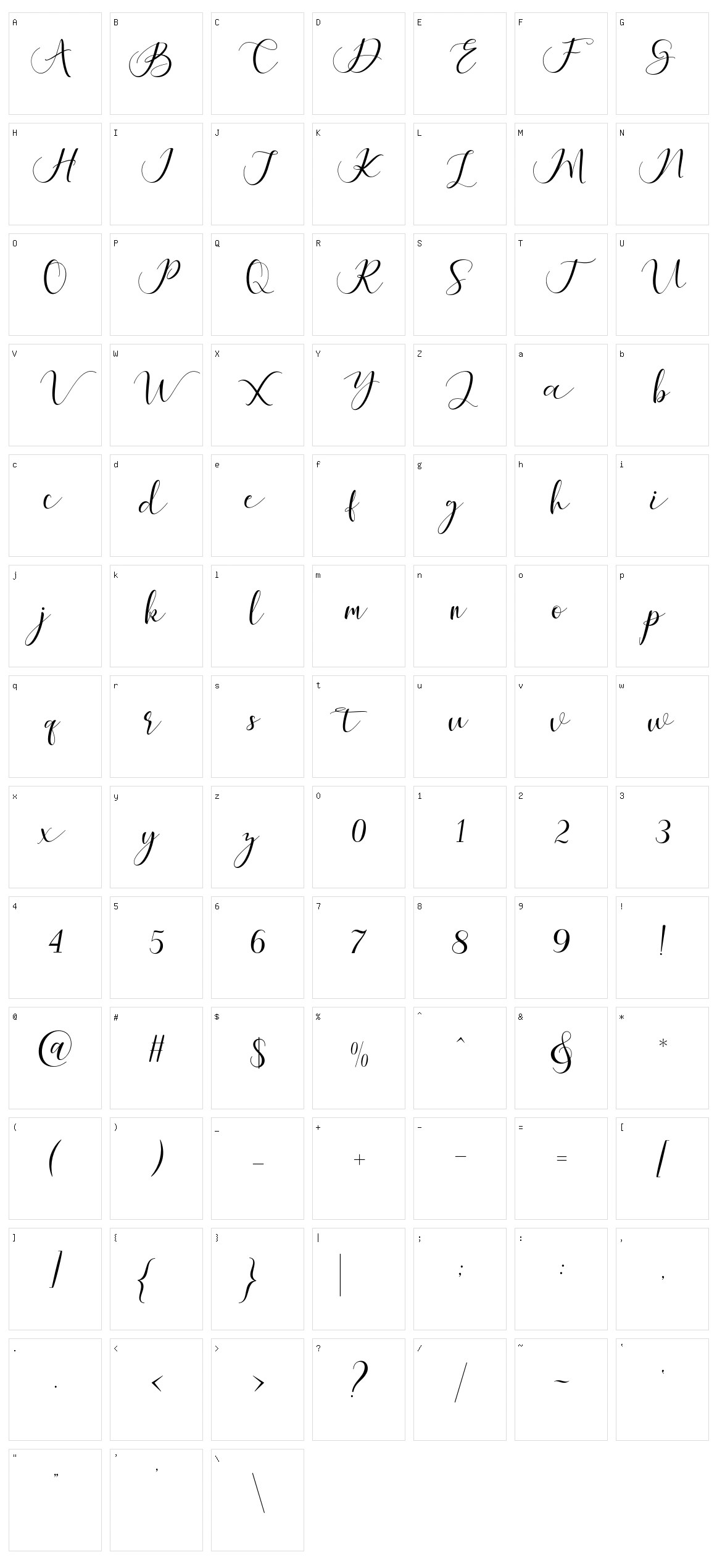 Maheria Script Character Set